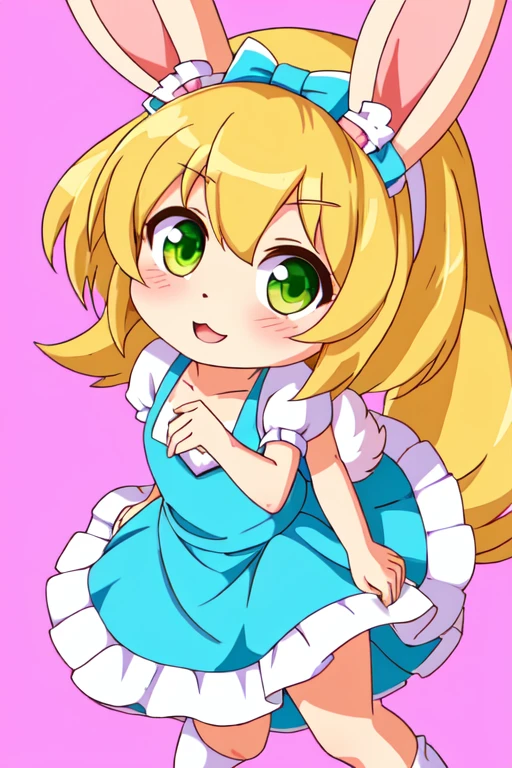 a close up of a cartoon bunny girl in a dress, loli in dress, original chibi bunny girl, , bunny girl, loli, splash art anime loli, female furry mini cute style, small loli girl, anime girl named lucy, rin, kagamine rin, inspired by Kanbun Master, from touhou, anime moe artstyle female furry sara rabbit ben 10 reboot style 