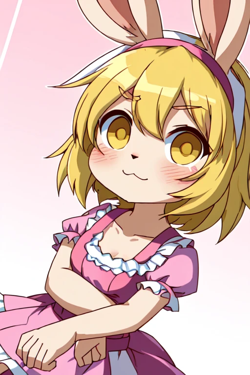 a close up of a cartoon bunny girl in a dress, loli in dress, original chibi bunny girl, , bunny girl, loli, splash art anime loli, female furry mini cute style, small loli girl, anime girl named lucy, rin, kagamine rin, inspired by Kanbun Master, from touhou, anime moe artstyle female furry sara rabbit ben 10 Omniverse style 