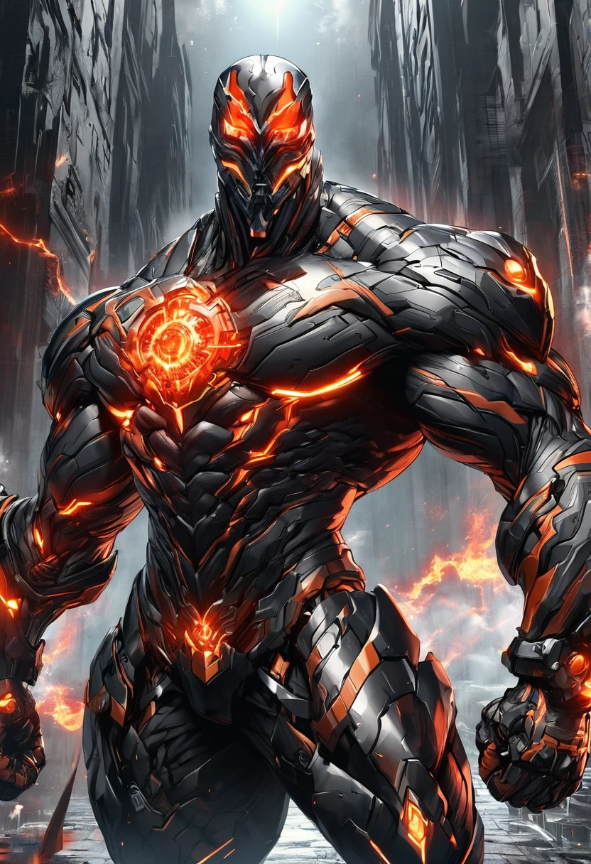 whole body, (A Chinese soldier wearing a mecha "Scarlet Storm" shooting), (Wearing a zoom telescope on your head), (dynamic jumping shooting movements), Mecha Warrior is about 8 meters tall, 手里拿着巨大的nuclear武器. He was burly, and his whole body is made of dark gray superalloys It is engraved with complex lines and patterns. This mecha has three arms, Each machine is equipped with titanium alloy hard rotating blades, Carefully designed and manufactured artificial muscle tissue with extraordinary strength. He is about 8 meters tall, and tall. His entire body is composed of dark gray super alloy, It is engraved with complex lines and patterns. His feet are chemically resistant. Legs with back chemical thrusters,
futuristic future, Ice Age, multidimensional, nuclear, orbiting, space, venous veins, hyper reality hyper reality,
broken metal, cyberpunk, atom punck, volcanic ash, realism, Sunset, movie lighting, Realistic photos, studio photography, human development report, 8k, personification, portrait, epic lighting, Ray tracing, Canon EOS 5D Mark III, 85mm, Volumetric lighting, (look up),