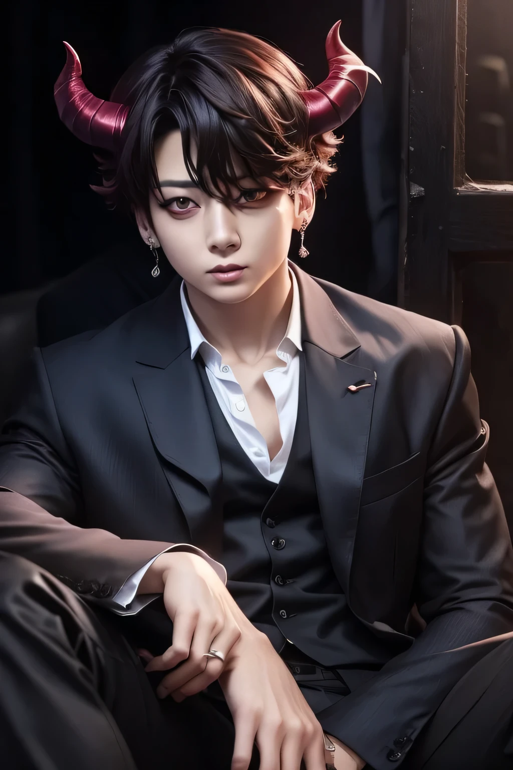 Jungkook dressed as a demon 