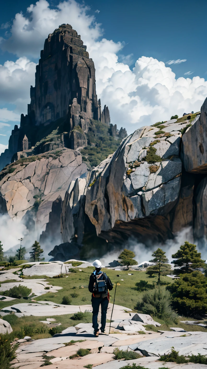 (Good Construction ), High Dynamic Range ,Ultra HD,8k,rockジャイアンツ,giant族, cliff, cloud, cloudy null, day, giant, landscape, Upper Body Exposed to the Ground, Mountain Covered Body ,cigarette, male focus, mountain, Mountain Horizon, Muscular, Outdoor, rock, scenery, null, Alone,A body composed of rocks, Imperfect Body 