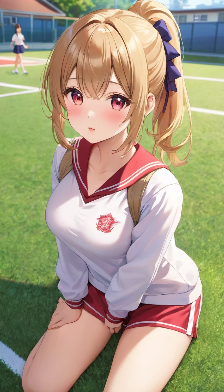 {{{{{16k,Ultra High-resolution realistic photograph of neat virgin first-year junior high school girl's in School-designated gym uniform with junior high ribbon as pretty as a actress in Grass schoolyard, She's in the first year of middle school, but she's too well developed, her cleavage tits are too beautiful, Her bra is showing through under her gym clothes, Her tits are shaking so much in PE that it's embarrassing}}}}},{{Extremely detailed}},{{{{{dye her cheeks flush and integrated her head pure small, thick lips, Enchanting thick gross idol's Lips}}}}},{{{{{the bang ponytail hair}}}}},{{{{{She get more attractive and smoother her body, her expression and appearance are transformed into that of a pure, Her white tits are so fluffy, and are depicted in great detail, but her sex appeal from her cleavage fills the schoolyard, her bodyline and tits and hips are getting cuter and cuter, She has been reborn as a pretty one-in-a-thousand-year girl with a sparkling aura of cuteness}}}}}