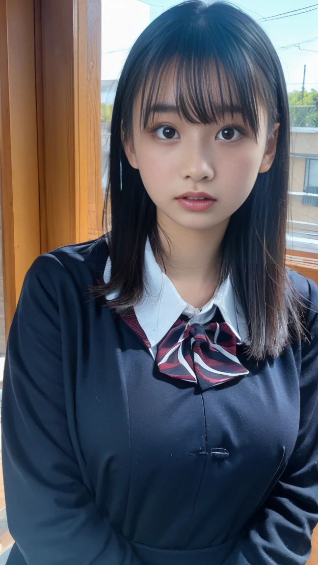 ((masterpiece), (best quality), ultra high res, (raw photo:1.2), (photorealistic:1.4), Exceptional detail, highres, 8k, absurdres, nsfw,
Yumino_rimu, solo, 1girl, realistic, twintails, indoors, long hair, school uniform, bow, black hair, bed, upper body, black eyes, bowtie, (bangs:1.5), shirt, mole, collared shirt, jacket, closed mouth, white shirt, low twintails, cosplay
<lora:Remu_v2-000005:0.55> ,