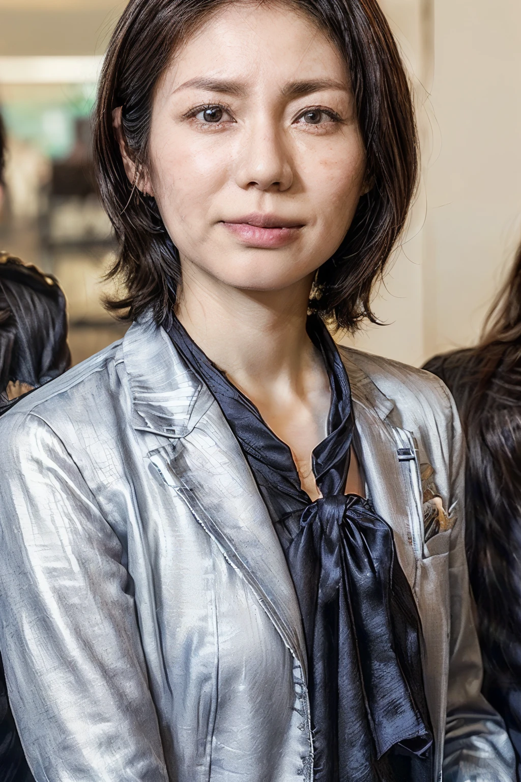 (Realistic:1.3、、Ultra-high resolution、8k、((Two Japanese Mature Women:1.4))、At the office、((Look Viewer:1.8))、(極めてRealisticな肌の質感:1.4)、( Open Shirt :1.3)、(( embarrassed look:1.5))、(((business suit:1.5)))、((Disheveled outfit:1.4))、Mature women、Black Hair、( Brown Eyes :1.3)、((At the officeNipplesを披露する女性:1.7))、((美しいNipples、Nipples))、((Very small breasts))、((Small breasts))、 cowboy shot 、((Face close-up:1.1))、((Mature Woman 2))、Viewer discretion advised