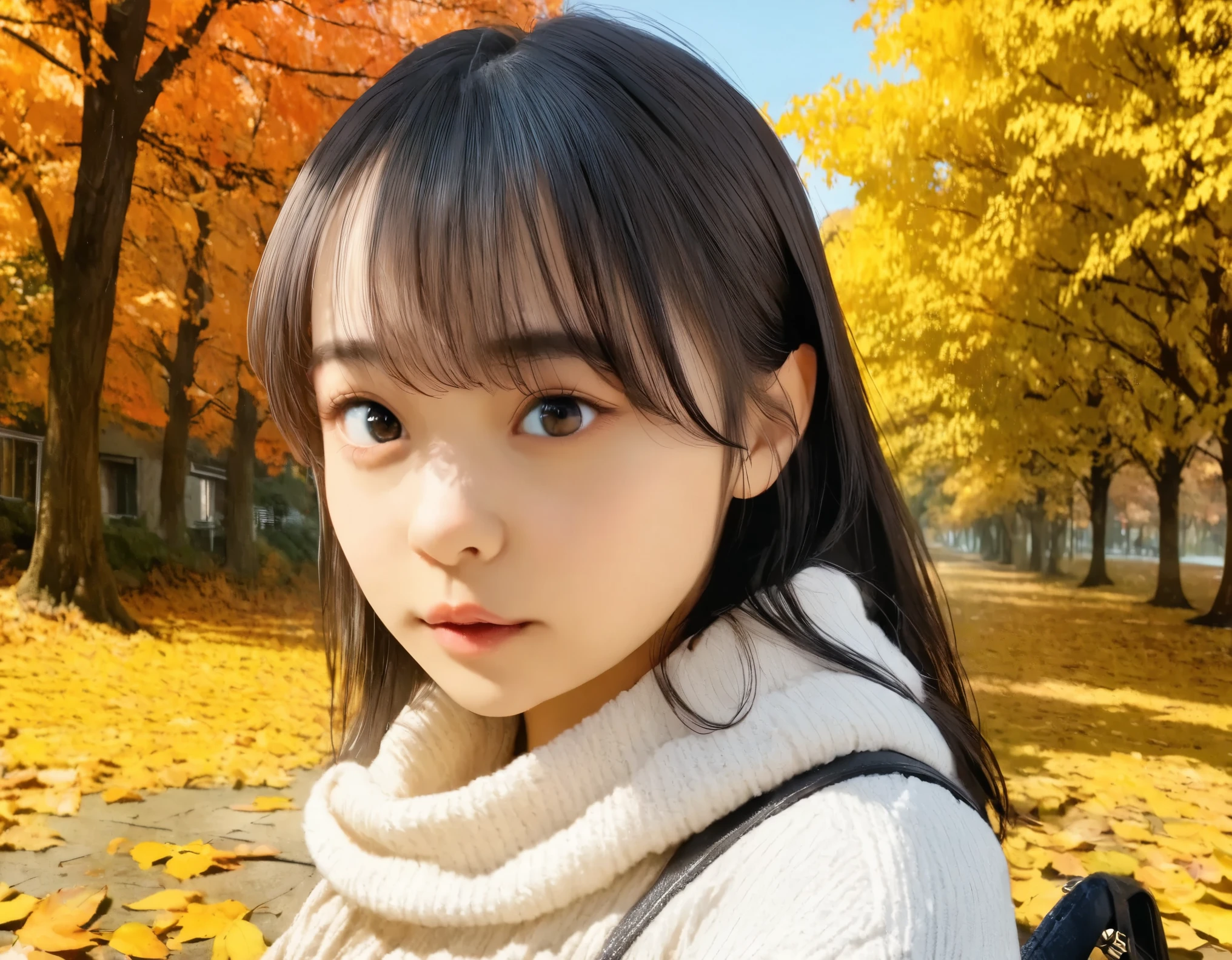 (best quality, 8k, high resolution:1.2), 1girl, autumn, upper body