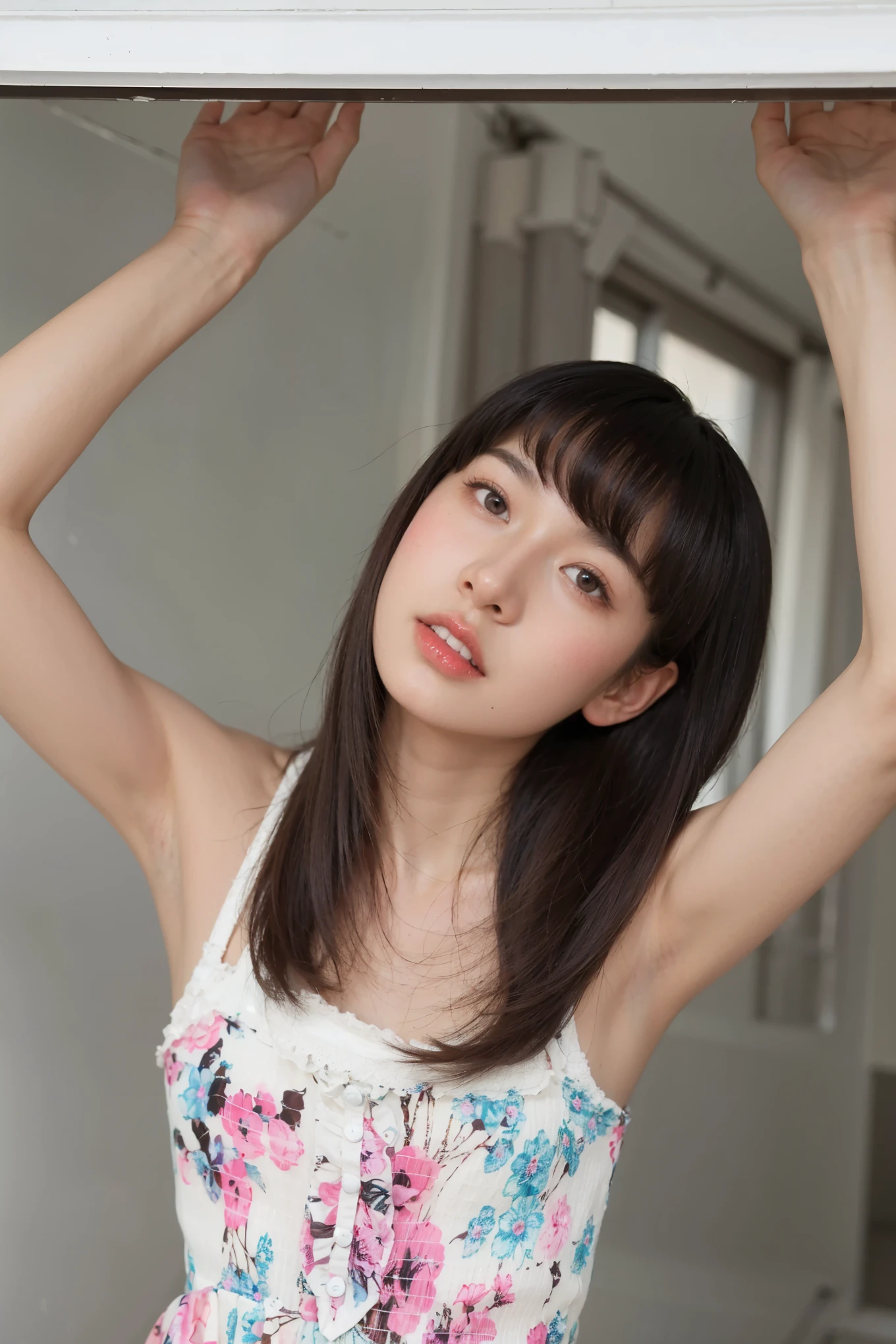 One girl,whole body,Pubic hair_Bristles,Pubic hair_Hairy,F Cup_chest,Armpit hair_Hairy,Middle school students,wise,Japanese,Raise your hand,Ai Kurasaki,tall