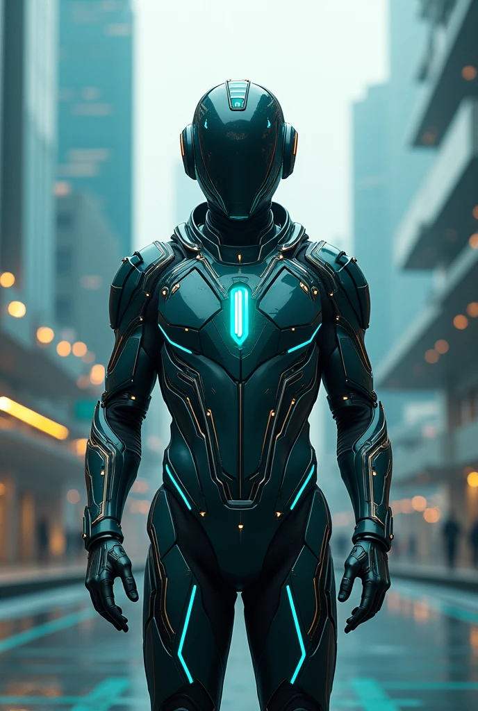 2 man with suit like like bulletproof sci fi with yellow glows