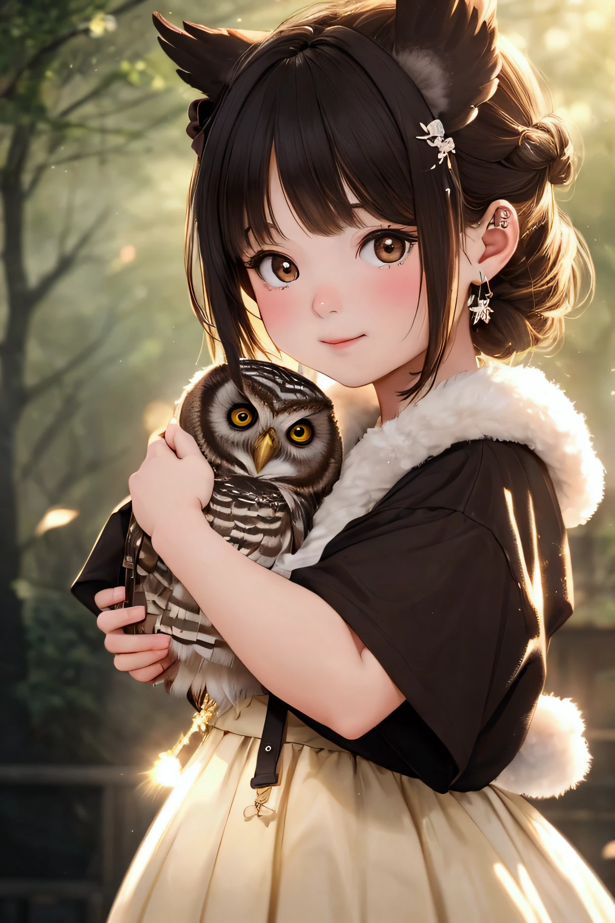 owls、baby、Has a small、cute little、animesque