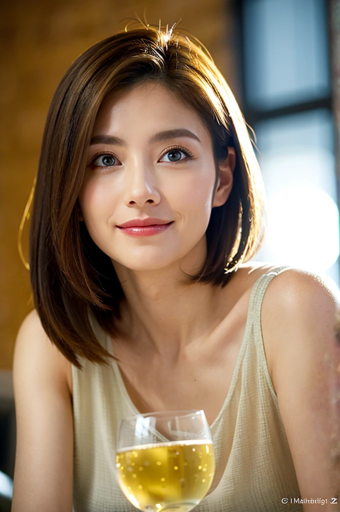 ((White Wine)),((Wine Glasses)),(Realistic, 超Realistic:1.4), 16K HDR, High resolution,((White Wine)),((Wine Glasses)),Happy smile、short hair,The best smile、Japanese actress,so beautiful(It looks like the real thing),dress、Slim couple、Model Couple、(Realistic,   intricate details  :1.2), Amazing view of the sunset sky and clouds、, dslr camera , Soft lighting,   detail background , Use Volumetric Lighting, Sharp focus, super Realistic 肌,so beautiful表現です,Cloud Effect:1.2、プロ品質のHigh resolution、Best Quality,Slim figure,High quality face,Detailed eyes,Beautiful Lips,Excellent light particles,Cinema Lighting,blue eyes,(RAW Photos), (Realistic), (masterpiece), (Best Quality), High resolution, 8k, (  intricate details  ), (Volumetric Light), Portrait, Layered Hair, Brown Hair,  beautiful eyes, Order Order, so beautiful眉毛, so beautiful肌, Very beautiful mouth, so beautiful鼻, Cute like an idol, Happy smile, (Thick lips), (Watch the audience), (Elegant blouse), West Shot,