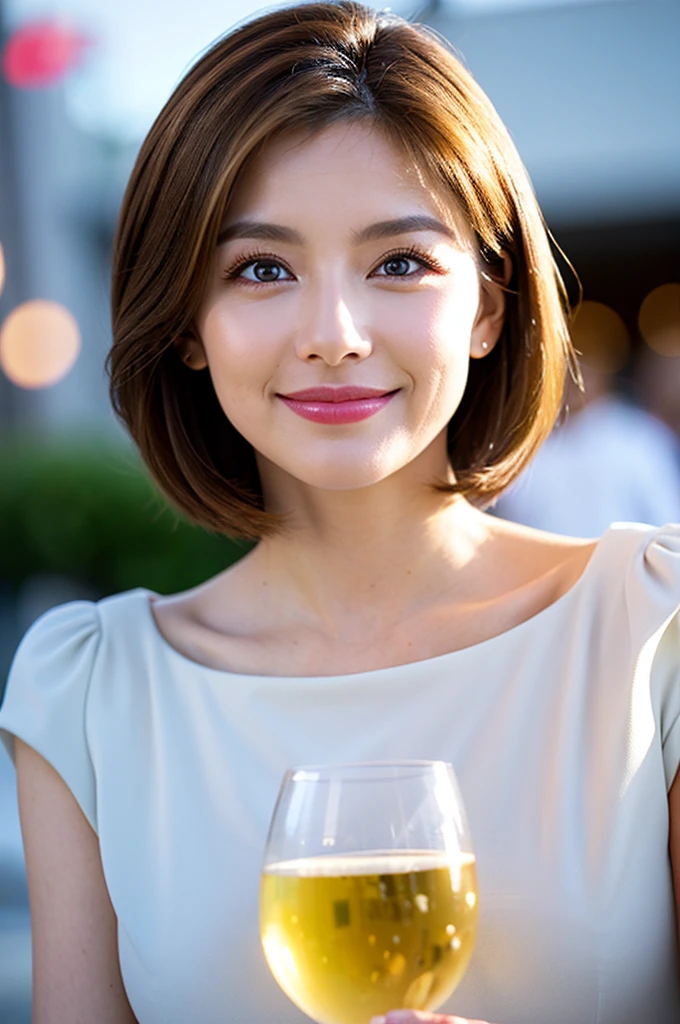 ((Highest quality、8k、masterpiece:1.3))、slimカップル、modelカップル、(Realistic, Intricate details:1.2), full-course dinner、Wine Party、Amazing view of the sunset sky and clouds、A bright smile、The wonderfulness of smile、Bright image、The beauty of wine, Beautiful Face, blue eyes, The light shines on your face, blush, short hair,Bright Face、 (Age 48), 45 years old, red wine 、Appetizers、Italian food、Wine bottle、Champagne、sparkling wine、Two beauties、Brown Hair、Shortcuts、Long sleeve shirt、dress、Beautiful woman 1, (slimな顔), (The body is slim), (Brown Hair), (Shortcuts), cheeks turn a little red,Attractive beauty、restaurant, In a prominent place (From the waist up) Nova Frog Style, actress, model, Upper Body, White wine, slim, wine glass, 中央に置かれたwine glass, smile, (smile: 1.15), Beautiful fine grain, Depth f/2,saturation, High Contrast, Strong light and shadow,Moist Body:1.5、3D texture、Delicate eyes、Brown Hair、The hair is very shiny、