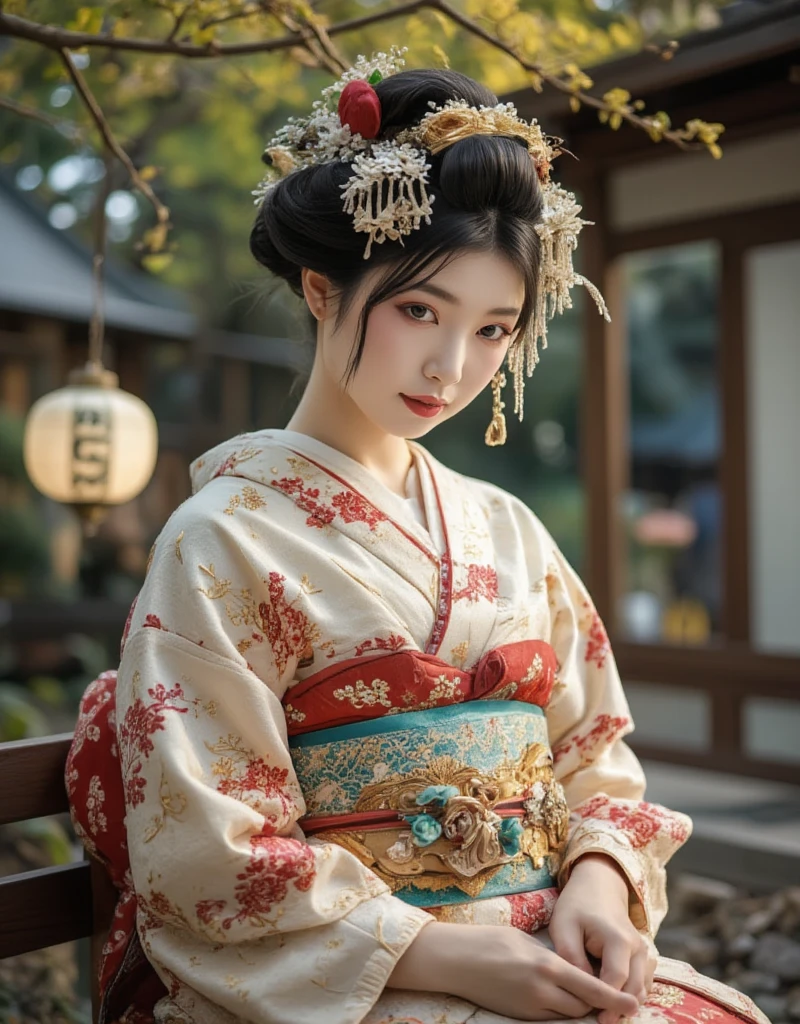 there is a woman wearing kimono dress posing for a picture, charming and sexy geisha, wearing kimono, wearing kimono, japanese goddess, elegant japanese woman, organic seductive geisha, wearing kimono, beautiful geisha, japanese model, Beautiful oriental woman, beautiful fox geisha, japanese woman, japanese, wearing silk robe
