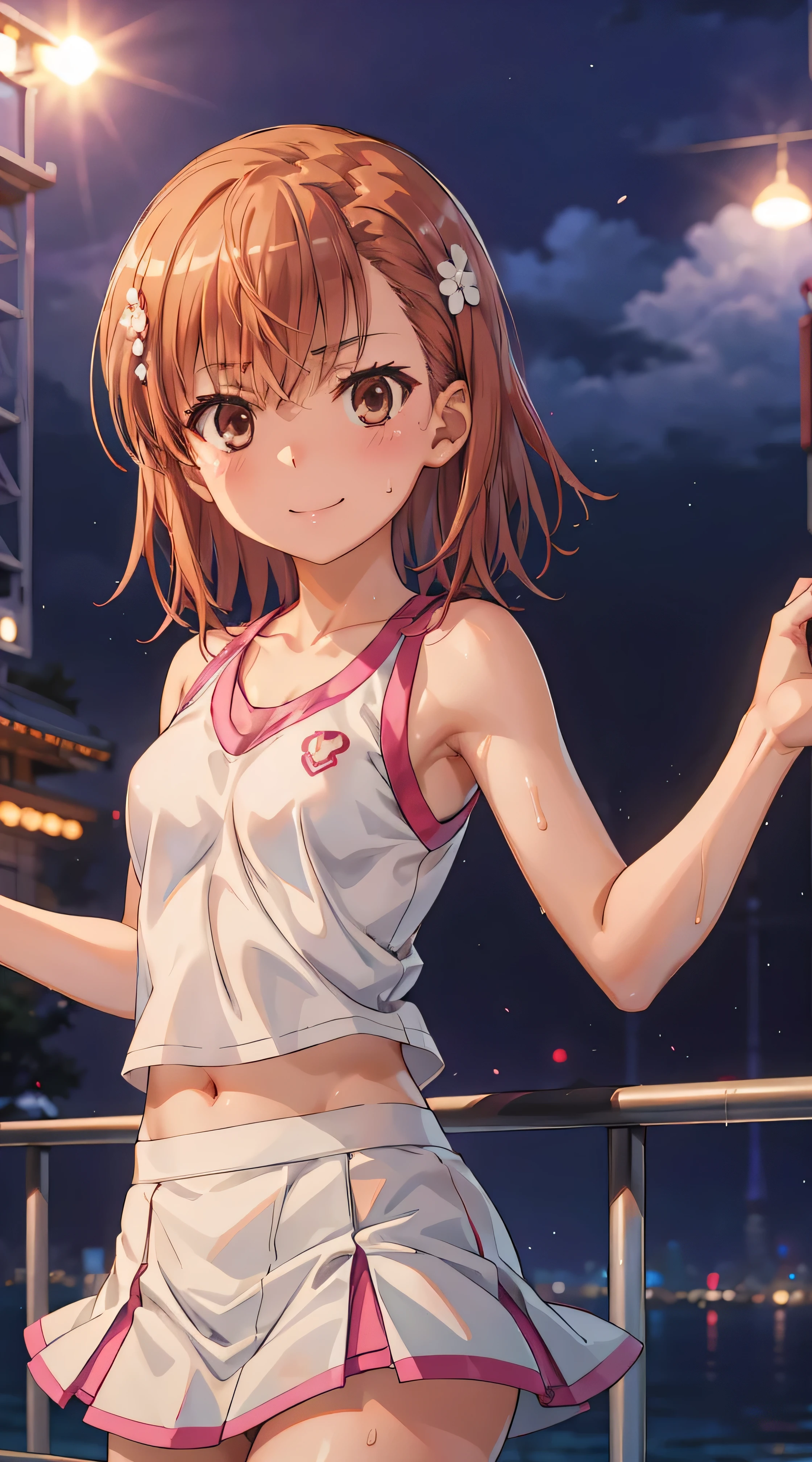 swim wears、Night Pool、Tenkai Haruka、high-level image quality、An ultra-high picture quality、highly accurate、Delicate hair、Fold your hands behind your back