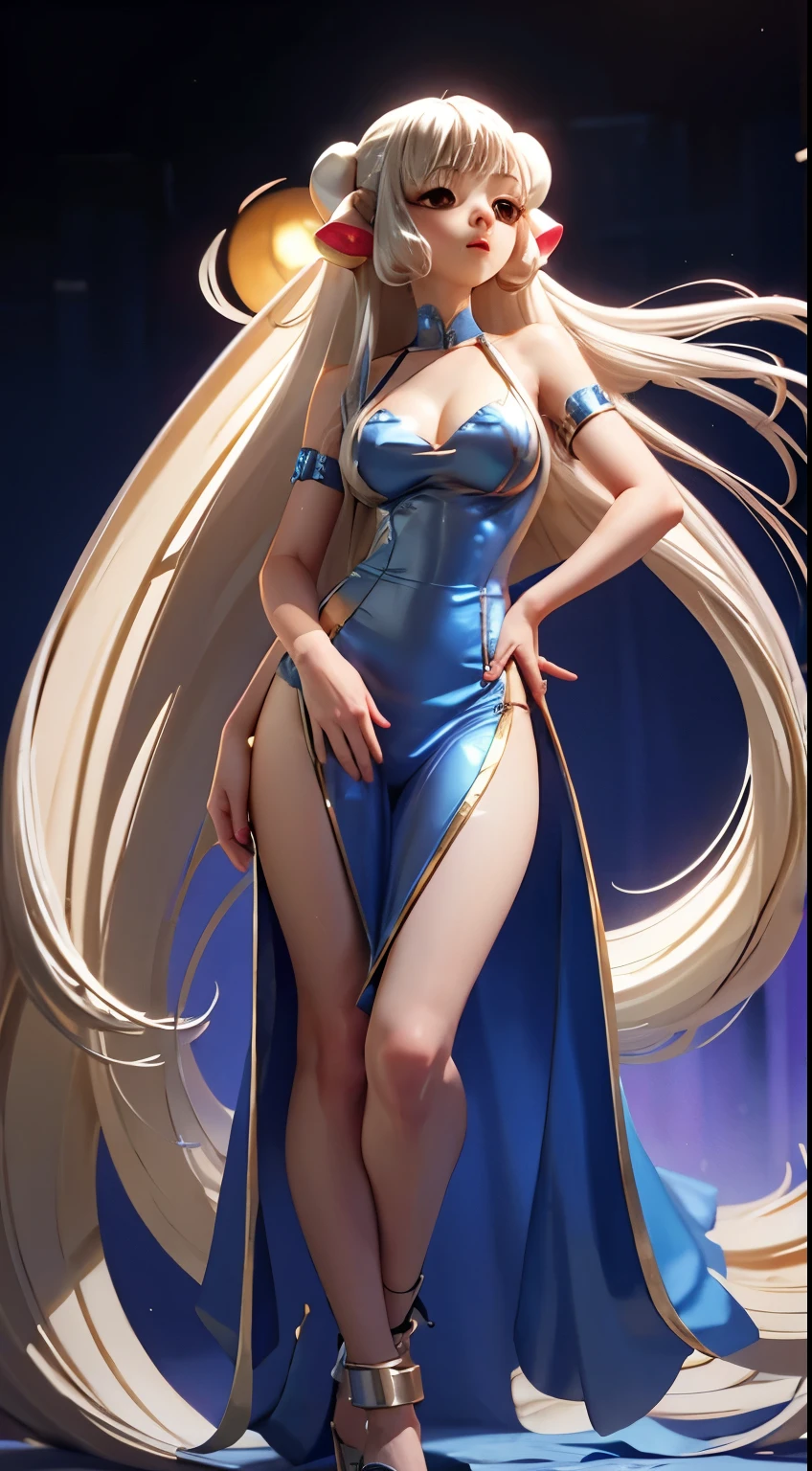 (((masterpiece, Highest quality:1.3,absurdres))),nsfw,,25 year old beauty,独奏,((very small head:1.2)),blonde hair,twin tails,long hair,bangs,blue eyes,gorgeous eyes,tears,sad,open mouth,medium breasts,((very long body:1.4)),((toned body,slender body,)),skinny,gleaming skin,shiny skin,naked,nipples,navel,vagina,barefoot,sitting,A dimly lit, simple bedroom、Simple bed、Tokyo、
