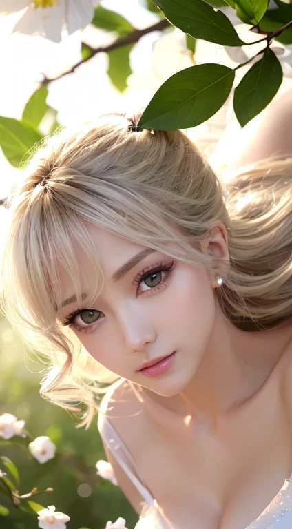 (masterpiece, best quality:1.4), (8K), Young blonde beauty, (((2 girls in love, 18 years old, neat girl))), detailed blue eyes, long eyelashes, blush, kind smile, horny, upper body, topless, small ass, slender thin legs, vagina, (looking at viewer), beautiful short blonde hair, white-skinned, straight bangs, pigtails, squeezing, on top of each other, orgasm, (small breasts), (mushroom forest, celestial forest, beautiful and magnificent pink sunshine, majestic sky), natural light)