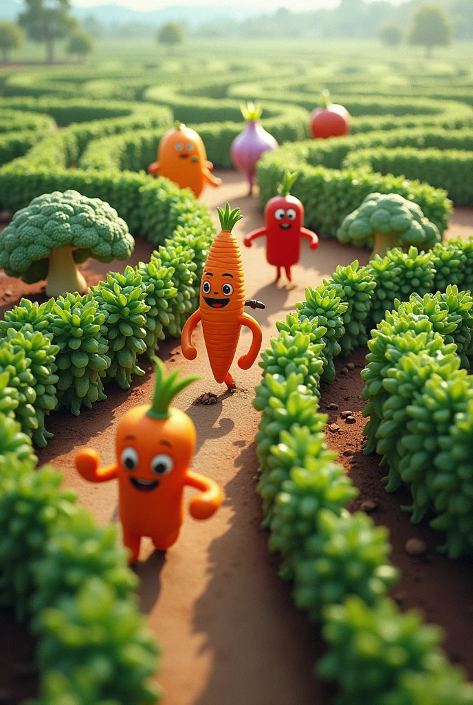 Carrots with legs racing against gulab jamuns with legs