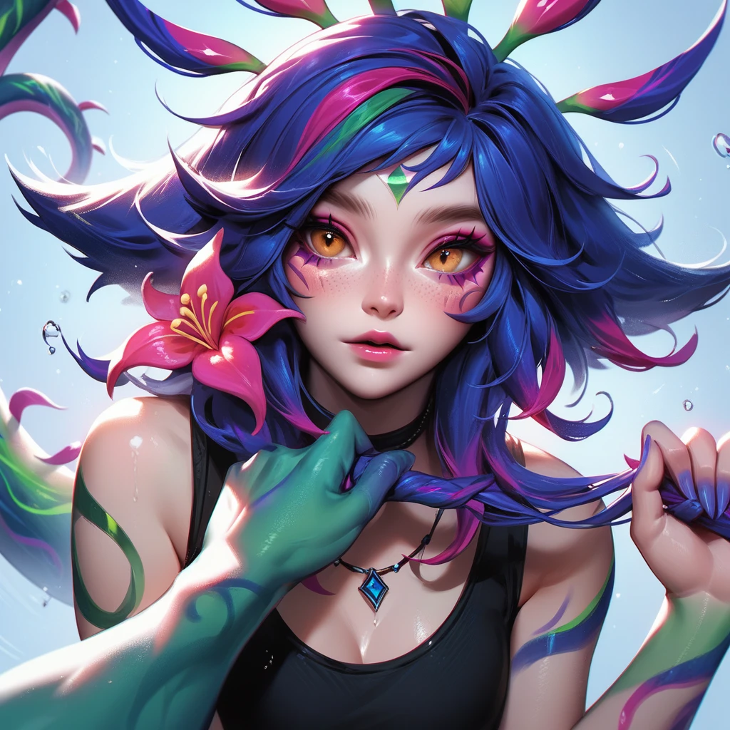 score_9, score_8_up, score_7_up, score_6_up, score_5_up, score_4_up, 1girl, dragging, grabbing another's hairneeko_\(league_of_legends\),
