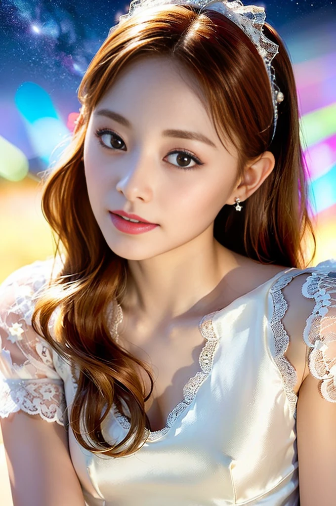 Beauty, Mystical Eyes、Big Boobs、Super sexy、Pale skin、Shiny Hair、Super long hair、Loose and fluffy perm、Close to blonde、Are fat、fat、smile、Heavy makeup、Pink lipstick、Thick lips、Moisturized lips、Plump、Voluptuous、Indian、spring、Blue sky、White cloud、looking at the camera、Has bangs、Bangs fall on the forehead、Heavy makeup、Heavy makeup、The face is dark、Exotic Face