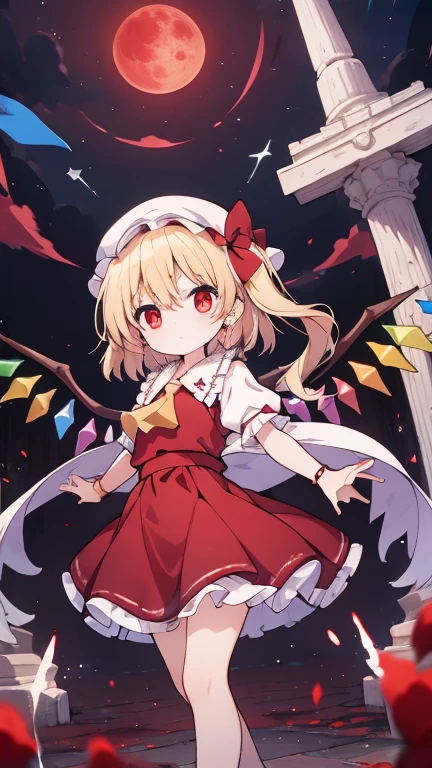 Flandre Scarlet　A lot of blood splatter　Flowing Blood　Red Moon