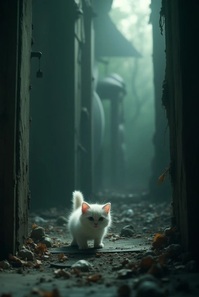 The very cute kitten inside a haunted house all goosebumps