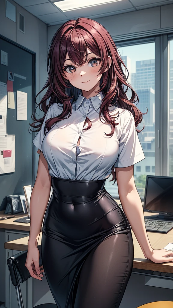 Best Quality, masutepiece, beautiful mature women、Beautiful face、Strong-minded woman、Office Suits、brown haired、Brown-eyed、Longhaire、Undersized eyes、Full body like