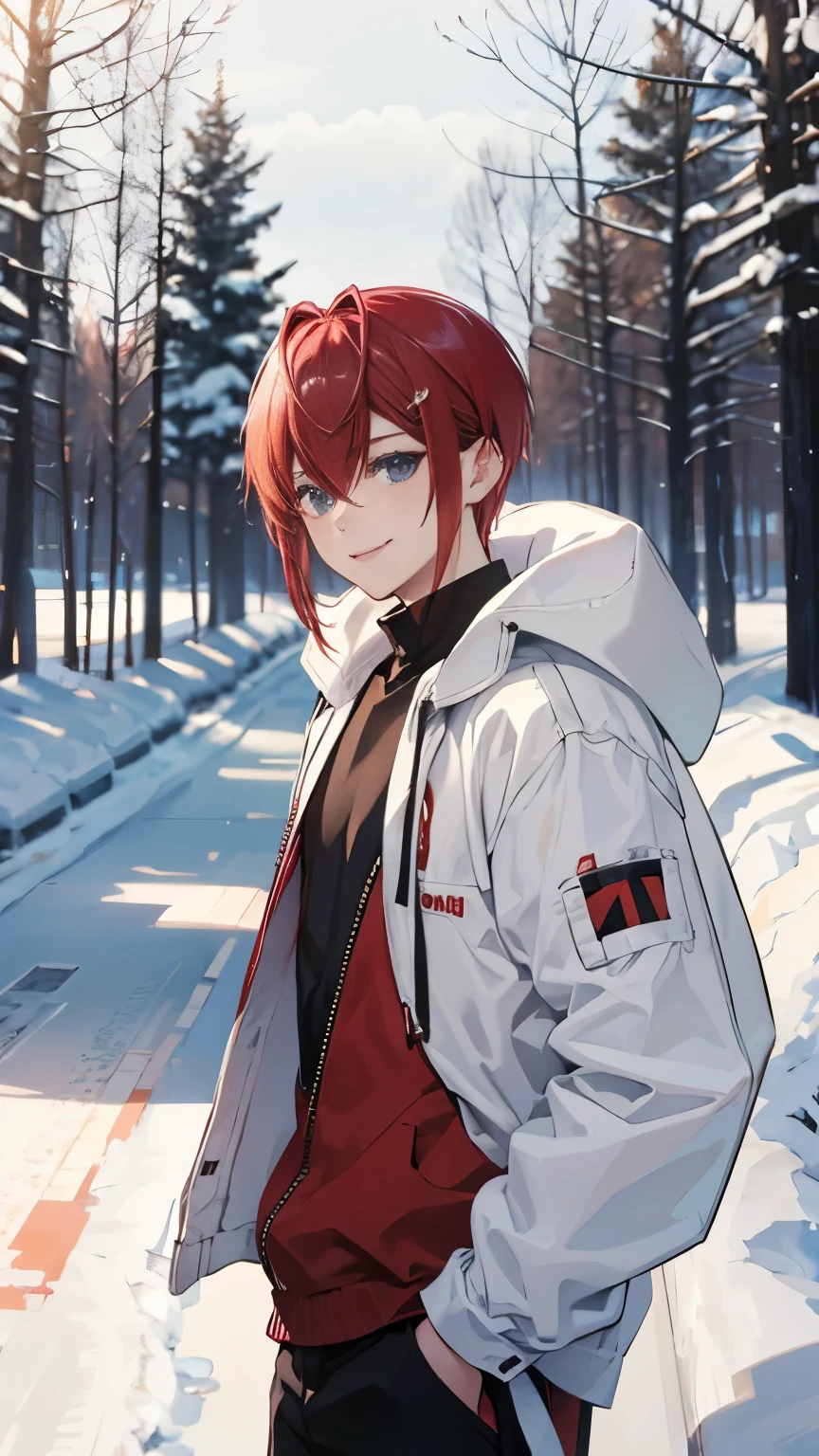 Natural smile、boy、Red Hair、snow