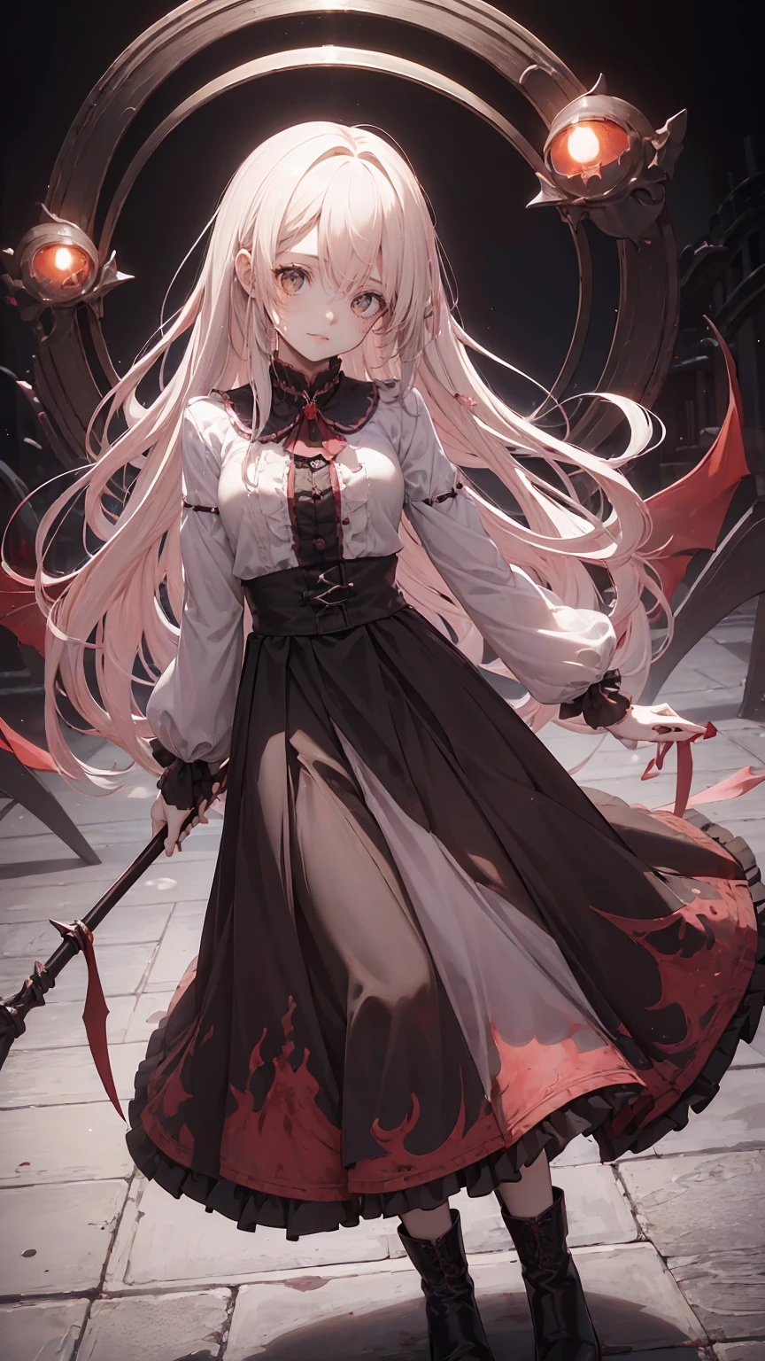 Shaded face　、beautiful girl、とてもcute天使、Pink Gothic FaShion、cute、baby face、Smile、Long Skirt、Black long bootS、.(HigheSt quality,4K,High reSolution,maSterpiece:1.2), very detailed,RealiStic:1.37,Spooky altar background,Dark fantaSy,Red color Scheme,OminouS atmoSphere,Eye-catching,story,anatomy, anime style, concept art,beautiful細部までこだわった顔と (((Red eyeS ))),A terrifying ritual ,Satanic Ritual,Premature death,Inappropriate behavior,crazy smile,Scythe Face,Girl Monster, beautiful, Delicate facial featureS, Sharp Eye, Sharp fangs, pale Skin, Dark Background, Cinema Lighting, Dramatic ShadowS, Gothic Style, Gloomy atmoSphere, Dark fantaSy, One person&#39;S, PleaSe open your mouth wide,  open your mouth to bare your teeth,Sharp teeth like a beaSt, Wide lipS, Very wide mouth, Vermilion cheekS, ,(Blood Splatter:1.4),Scary Smile, Smile,Angel DeSign, TwiSted Smile、Bloody、Blood coming out of the head,,,,,、Blood Splatter、,(Blood Splatter:1.4),Skull,Devil&#39;s Spear,Horror Style, ((FantaSy Sweet Ta Frill Pink CoStume)), ((Flowing blonde hair)), ,(Blood Splatter:1.4),Female curveS, Sexy flat Stomach, Perfect handS, Perfect anime face, (Pink Tata DreSS)), Are Standing, ((Evil smile)), ,(Blood Splatter:1.4), Steam circulateS, Moonlight Illumination, night lighting, (Blood Splatter:1.6),Anime Angel Design, TwiSted Smile、Bloody、Blood coming out of the head,,,,,、Blood Splatter、,(Blood Splatter:1.4), Skull,Gothic architecture、WeStern architecture、FantaSy World、,Victorian citieS, Skeleton GaS Light,Absurd, High reSolution、 ((Tabletop)), ((HigheSt quality)), ( very detailedな), (( very detailed)), (beautiful), ((cute)), (NFSW:1.8), Alone,(:1.6)、(world&#39;The moSt terrifying and creepy demon girl:1.5)beautiful face、Full body Ezbian、pale, beautiful肌、beautiful金の髪、Smile gently、Dark building ruinS、(Snow white&#39;Frill dreSS:1.3)、(The dark ruinS are Stained with blood:1.3)、Low angle full body Shot、(The girl is standing in a pool of blood:1.5)、(The ground iS :1.3)、(The girl loSt a lot of blood....:1.3)、(crazy smile:1.6)、SpiritS、(Blood dripping from the mouth:1.3)、
