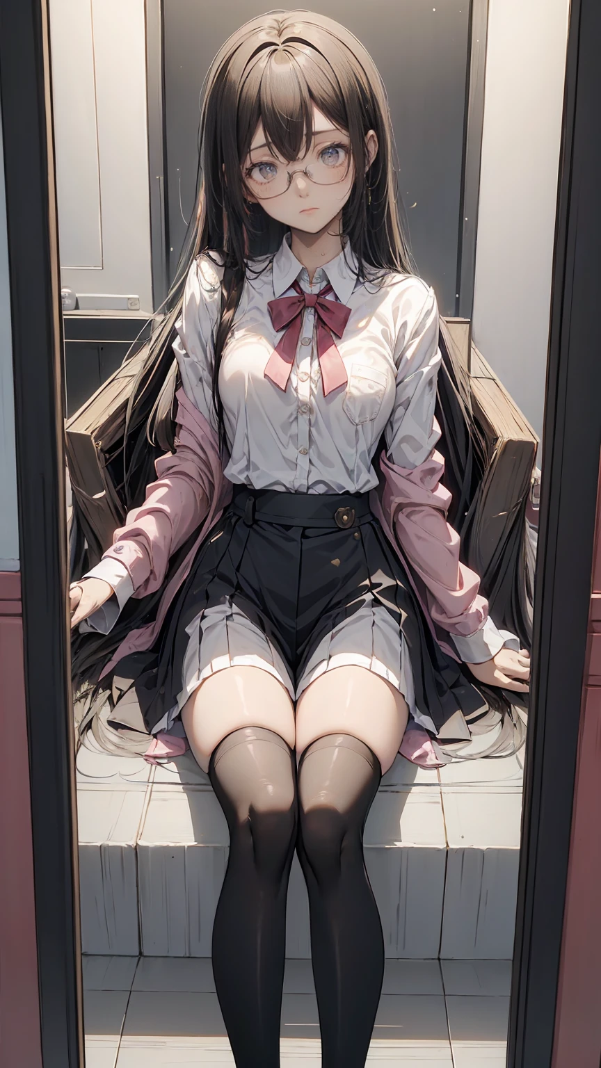 (Adult Video),,Japanese ren,Glasses (Wear a uniform),(Wear knee-high socks),,(Smooth black skin),，Sweating all over the body，Take a selfie in front of the mirror，Small breasts，Urine，Spread your legs,超High resolution, Look at the masterpiece Luxurious details, High image quality, 最High image quality, High resolution
