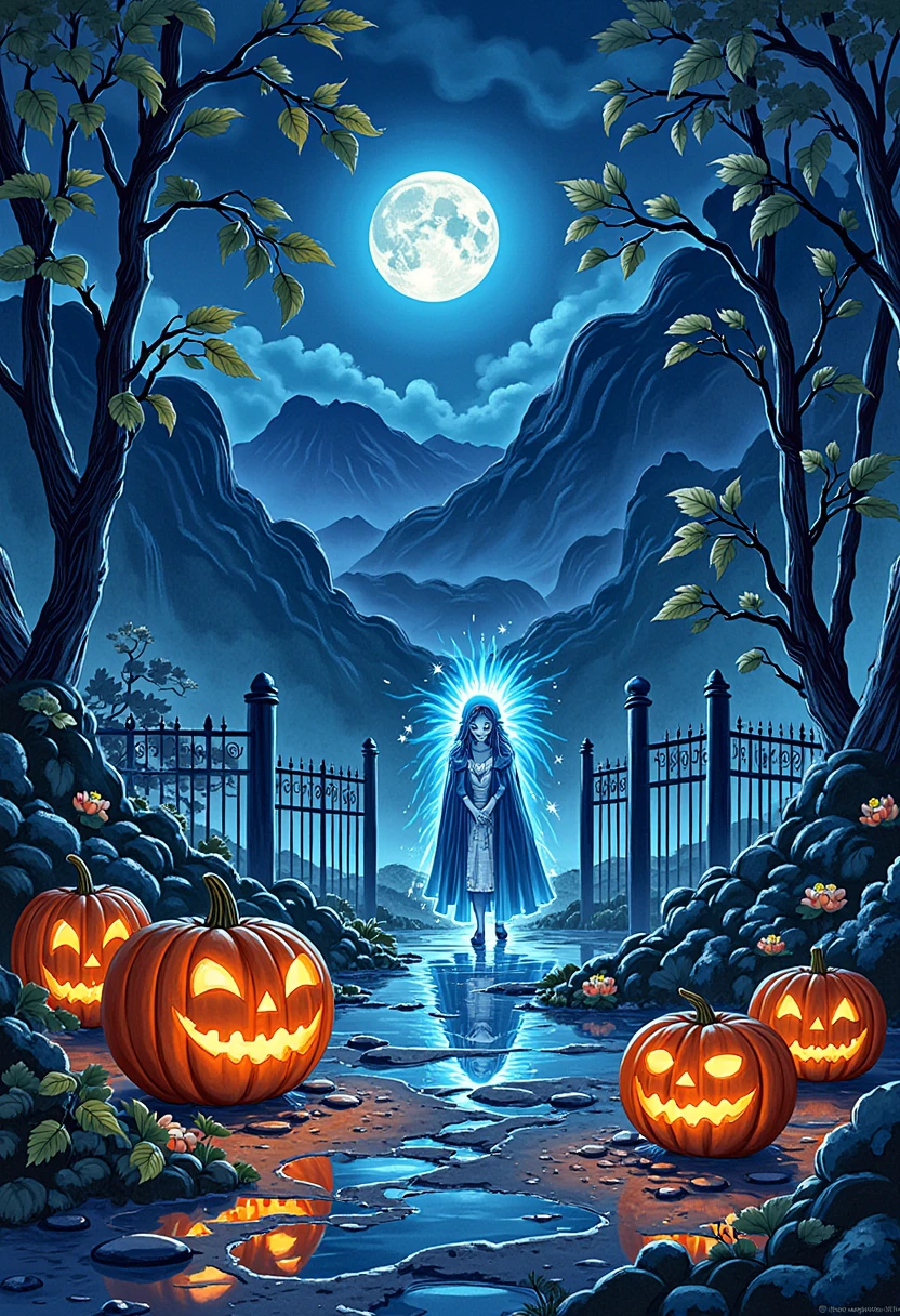 HalloweenGlowStyle ，Playground，Halloween，Halloween南瓜,  dark , atmosphere, night, glow, (masterpiece:1.3) ( Best quality:1.2) (High quality:1.1)