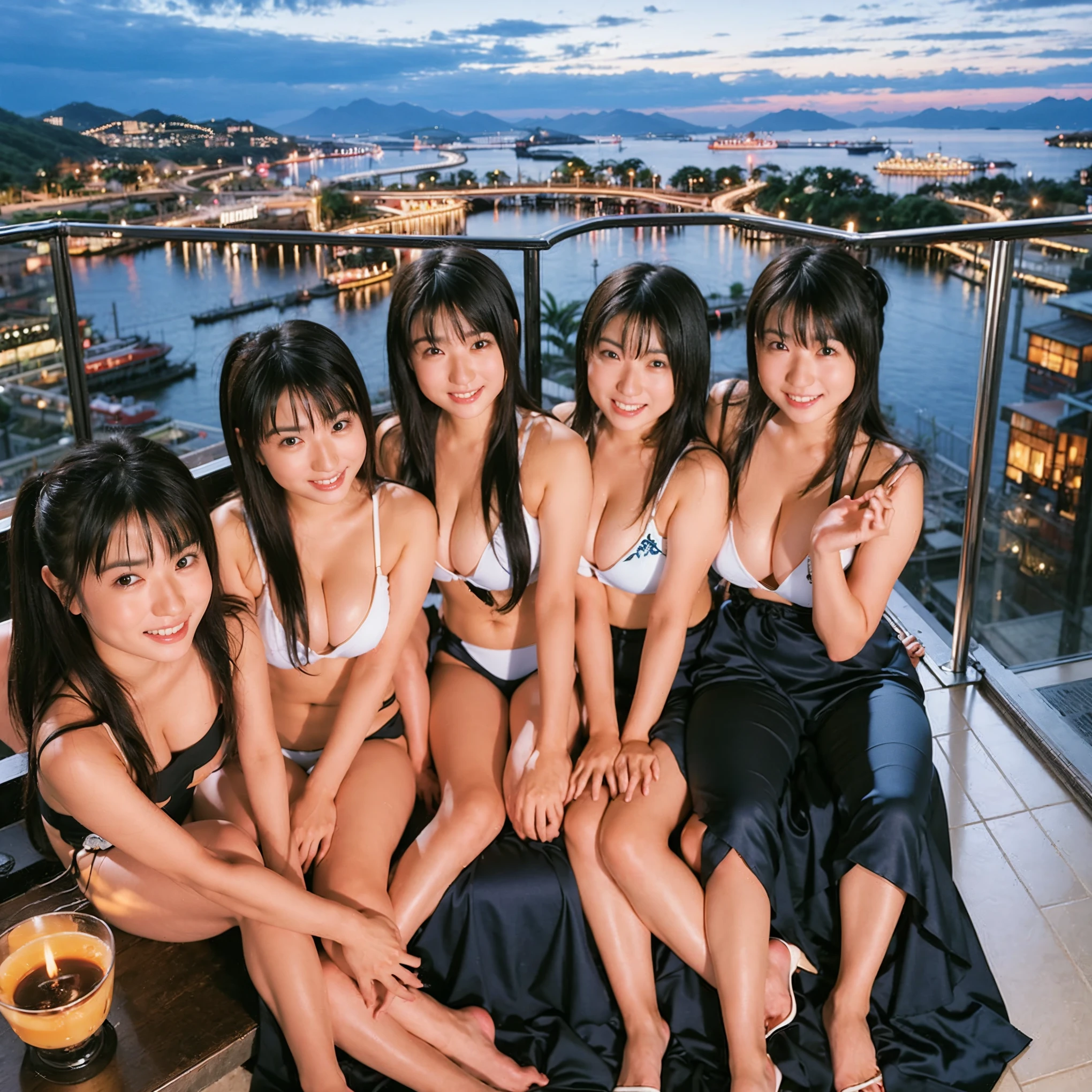 Identical twin sisters、High-end camera-like detail、、Couple、banquet、Japanese sake、Shochu、Japanese sakeファン、I love Japanese sake、Slender、Large Breasts、Two women drinking alcohol、24-years-old、 24-years-old、Japanese、Beautiful black hair、Beautiful woman with a glass and cup、Japanese Japanese sakeグラスとワイングラスにはJapanese sakeが入っており、Japanese sakeは720m、1.You can also see the 8L sake bottle.、There is also Choshi、An adult woman in her 30s、Enjoying a drink with a lovely smile、 Location: Hotel restaurant、Outside the window you can see the beautiful night view of the city.、The floor is on the first floor.、In the background, you can see men and women enjoying drinks.。