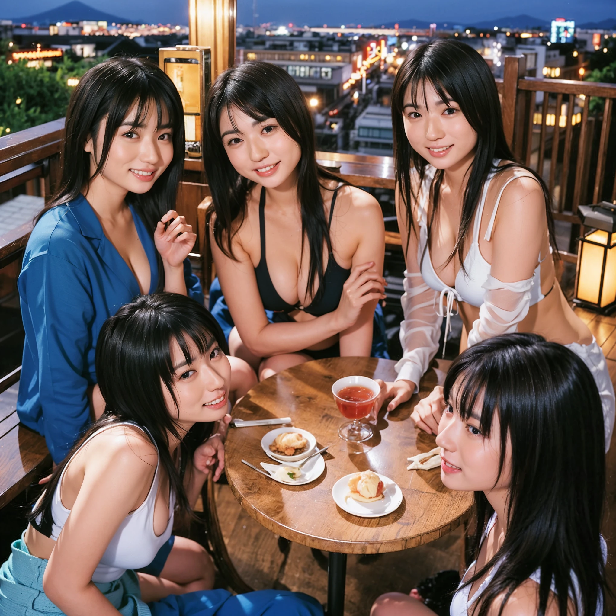 Identical twin sisters、High-end camera-like detail、、Couple、banquet、Japanese sake、Shochu、Japanese sakeファン、I love Japanese sake、Slender、Large Breasts、Two women drinking alcohol、24-years-old、 24-years-old、Japanese、Beautiful black hair、Beautiful woman with a glass and cup、Japanese Japanese sakeグラスとワイングラスにはJapanese sakeが入っており、Japanese sakeは720m、1.You can also see the 8L sake bottle.、There is also Choshi、An adult woman in her 30s、Enjoying a drink with a lovely smile、 Location: Hotel restaurant、Outside the window you can see the beautiful night view of the city.、The floor is on the first floor.、In the background, you can see men and women enjoying drinks.。