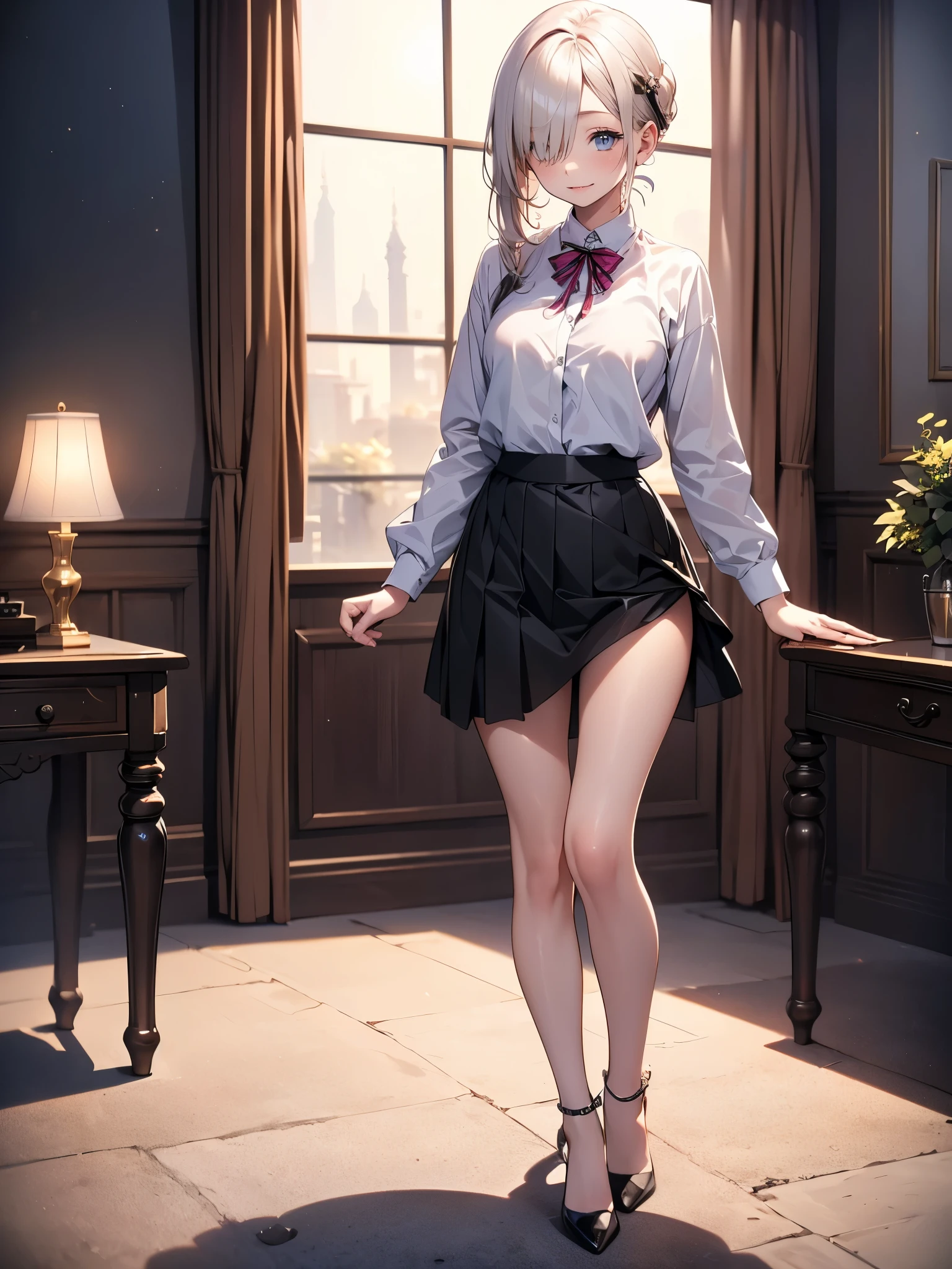 (masterpiece:1.3, highest quality), (realistic, photorealistic:1.4), beautiful illustrations, perfect lighting, colorful, written boundary depth,
looking at the viewer, full body, Front view:0.6, 1 girl, alone, Japanese, high school girl, Improve, (large breasts,wide hips,narrow waist, seductive thighs, skin dents),(short hair:1.5),asymmetrical bangs, parted lips, (very tanned and shiny skin),fine hair, beautiful hair, beautiful face, highly detailed face, fine and beautiful eyes, beautiful clavicle, beautiful body, beautiful breasts, beautiful thighs, beautiful feet, beautiful fingers, (beautiful scenery), (blonde:1.5),Gray plaid pleated skirt, black tights, plump thighs, metal collar, ear piercing, red pupil, straight hair, swept bangs, gradient hair, school uniforms, white shirt, tie, ecstatic face, ahegao, drooling, looking at viewer, (pantydrop, panty pull down, grabbing breasts herself), in the classroom with sunset,( leaning forward:1.2)