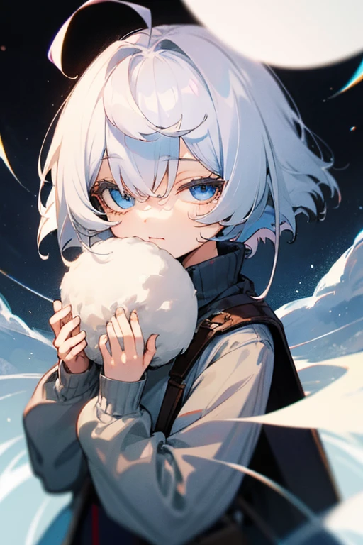 masterpiece, best quality, gyaru, short hair, platinum blonde hair, snow,