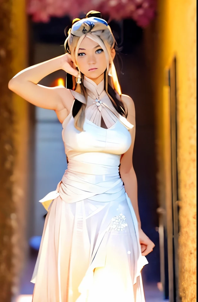 araffe woman in white dress leaning against a wall, a beautiful woman in white, casual pose, traditional beauty, beautiful mexican woman, beautiful pretty young, anna nikonova aka newmilky, olivia de bernardinis, fernanda suarez, viktoria gavrilenko, gorgeous young model, neatly coming out of her head, by Felipe Seade, :: madison beer