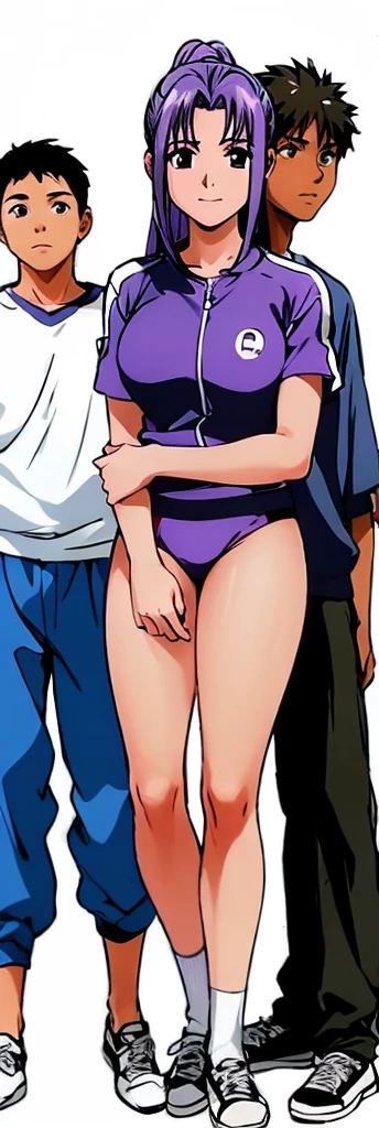 score_10, score_9, score_8_up, score_7_up, BREAK, source_anime, anime screencap, anime coloring, shinobu miyake, bangs, purple hair, green eyes, undersized navy school swimsuit, nipple cutout, pussy cutout, hands on hips, standing, Wetting Self, pee, milk stain, standing, hands on hip, (angry:0.4), serious, trembling effect, full-face blush, embarrassed, teeth, looking at viewer, cowboy shot, sagging huge_breasts, long erect nipples, dirty dark large areola, Underarm sweat, black underarm hair damp with sweat, natural (black) curly armpit hair, skinny, slender legs, Unshaven Pubic Hair, school pool