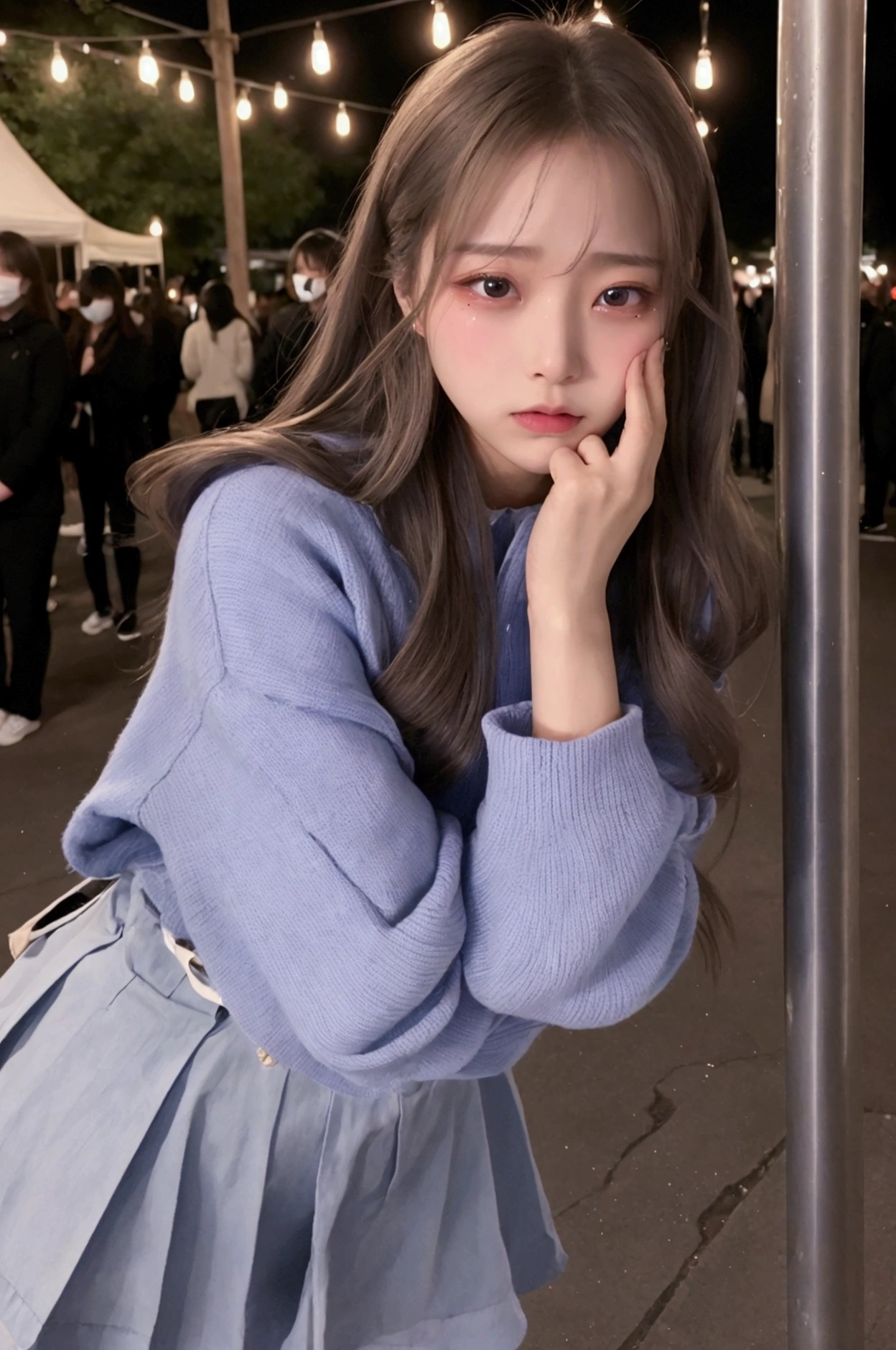 masterpiece, best quality, 1girl , cardigan, looking at viewer, outdoors, choker, hair bun, background with a night city, snowing,pantyhose, front, at night
<lora:yurumie_v4-000013:0.68>