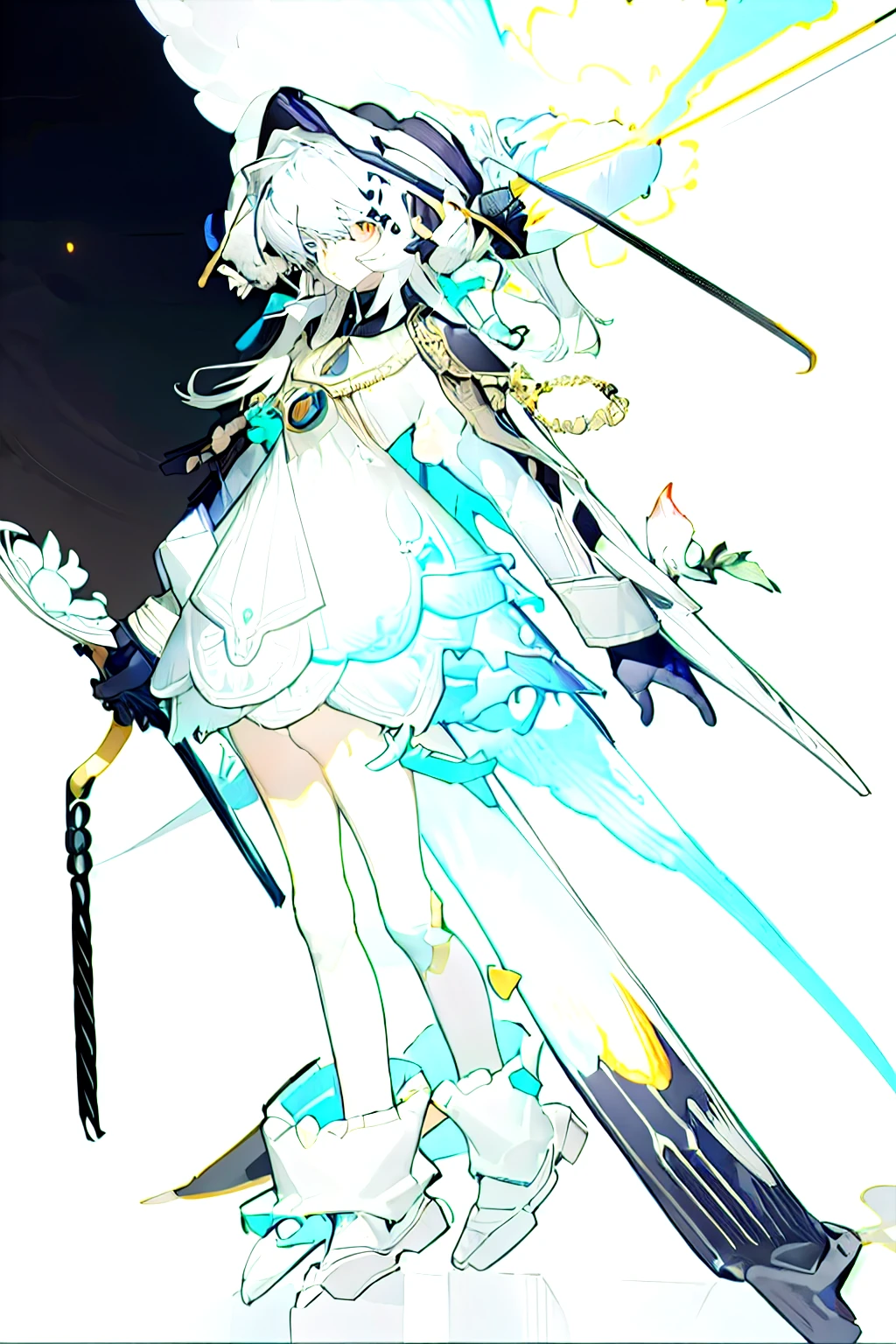 anime girl in white dress with black bow and white dress, clear outfit design, full body concept, full body adoptable, outfit design, detailed full body concept, yandere intricate, new costume concept design, full body with costume, character adoptable, symmetrical fullbody rendering, neo-gothic concept, symmetry!! concept art, astral witch clothes, full body details,Brown skin, white hair, long hair, young girl, body-lined undergarments, white dress, high exposure, opulent outfit,(( masterpiece)),(((best quality))),(Character Design Sheet, same character, forehead, side, back), illustration, 1 girl,Charturnbetalora, (simple background, white background: 1.3