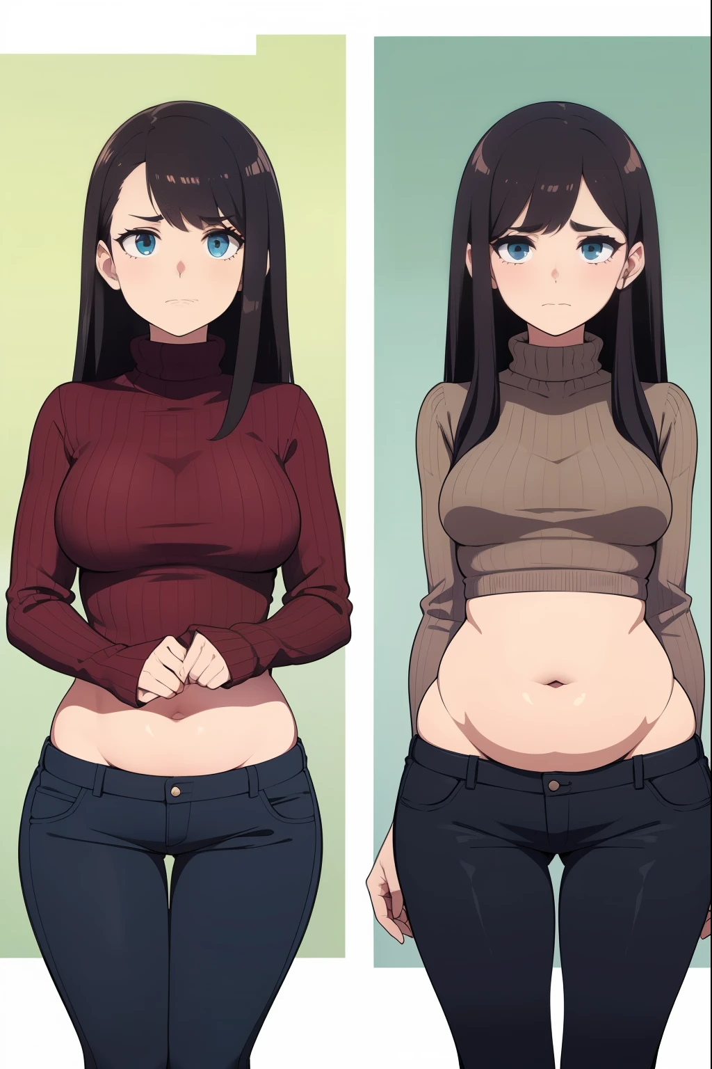 ((Best Quality,4K,8K,masutepiece)), 1woman,T-shirt, skirt, (CharacterDesignSheet:1.3, Same character, front, Side, Back,Various expressions) , (multiple views), (Anime style:1.3), (hyperdetailed body), (hyperdetailed Face), (Narrow eyes), (((tareme))), (((Mother:1.3))), (Mature Woman),(woman, 50 years old), (Large breasts:1.1), (Large buttocks:1.2), sagging breasts, droopy chest, Swaying breasts, bouncing breasts, Natural wrinkles, wrinkled Face, (Plump body:1.3), Chubby, Voluptuous, Dark hair, medium bob hair, Forehead, long Face, Night, Moody lighting, Japanese anime, (Dark background:1.3), (full body:1.3),