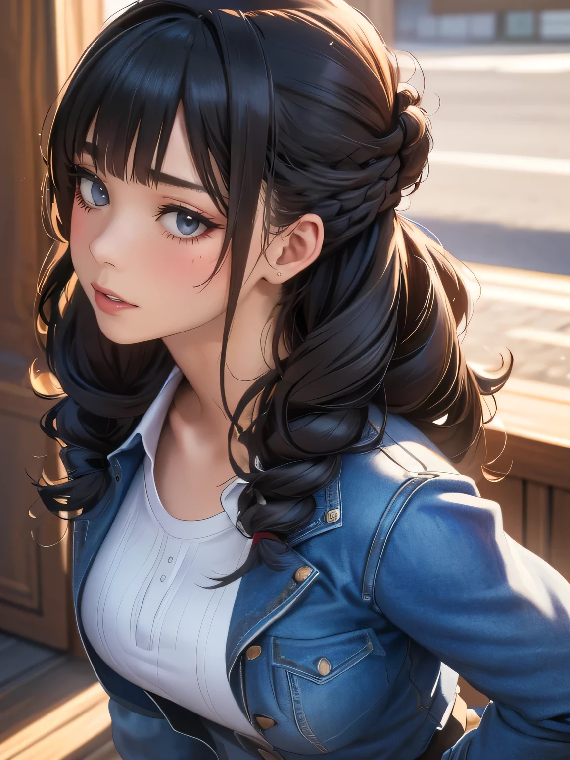 high school girl,(leaning forward:1.2),(random hairstyle),(Highest image quality,(8K), Ultra-realistic, Best Quality, High quality, High Definition, high quality texture, high detailing, Beautiful detailed, fine detailed, extremely details CG, Detailed texture, realistic representation of face, masterpiece, presence)