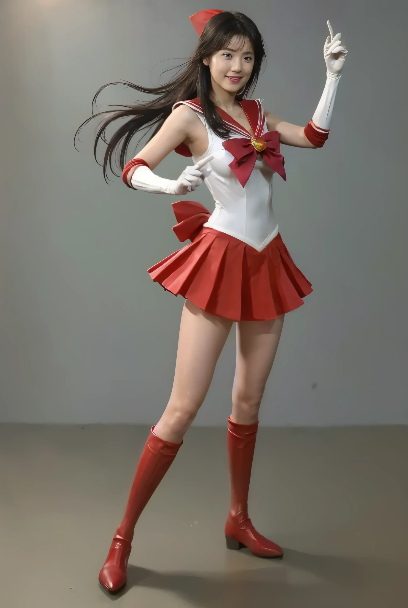 No background、(((Beautiful legs in tights.)))、((( Legally express the beauty of your smile)))、(((Wearing white gloves、Cover young people with gloves  )))、((((Make the most of your original images)))、(((Sailor Mars Costume)))、(((Short and beautiful hair)))、(((suffering)))、(((Please wear beige tights....、Please wear red boots)))、((Best Quality、8k))、((Best Quality、8k、masterpiece:1.3))、(((Save the background )))、Sharp focus:1.2、 beautiful woman with perfect figure :1.4、Slim Abs:1.2、Wet body:1.5、  extremely detailed face and skin textures、8k