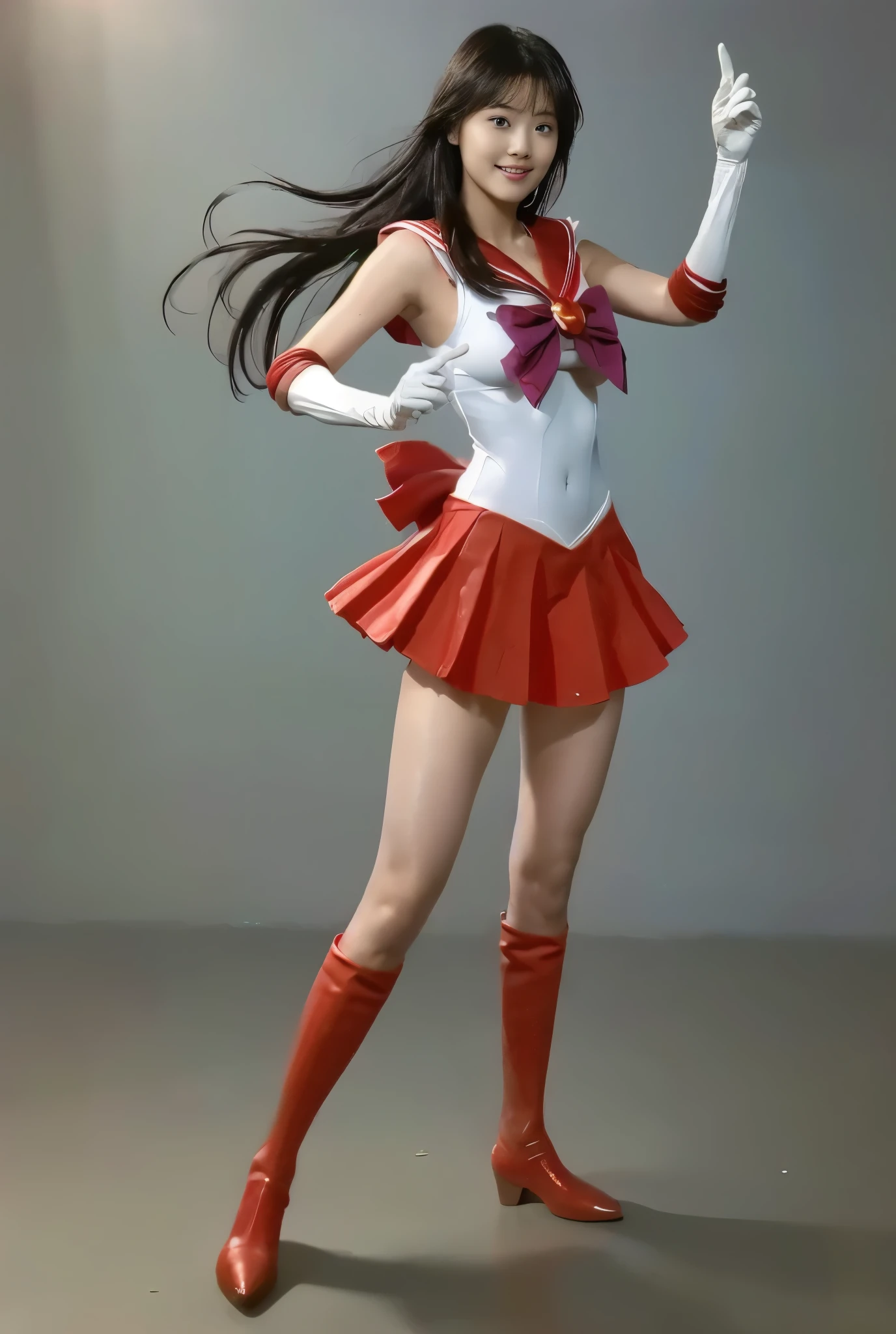 No background、(((Beautiful legs in tights.)))、((( Legally express the beauty of your smile)))、(((Wearing white gloves、Cover young people with gloves  )))、((((Make the most of your original images)))、(((Sailor Mars Costume)))、(((Short and beautiful hair)))、(((suffering)))、(((Please wear beige tights....、Please wear red boots)))、((Best Quality、8k))、((Best Quality、8k、masterpiece:1.3))、(((Save the background )))、Sharp focus:1.2、 beautiful woman with perfect figure:1.4、Slim Abs:1.2、Wet body:1.5、  extremely detailed face and skin textures、8k