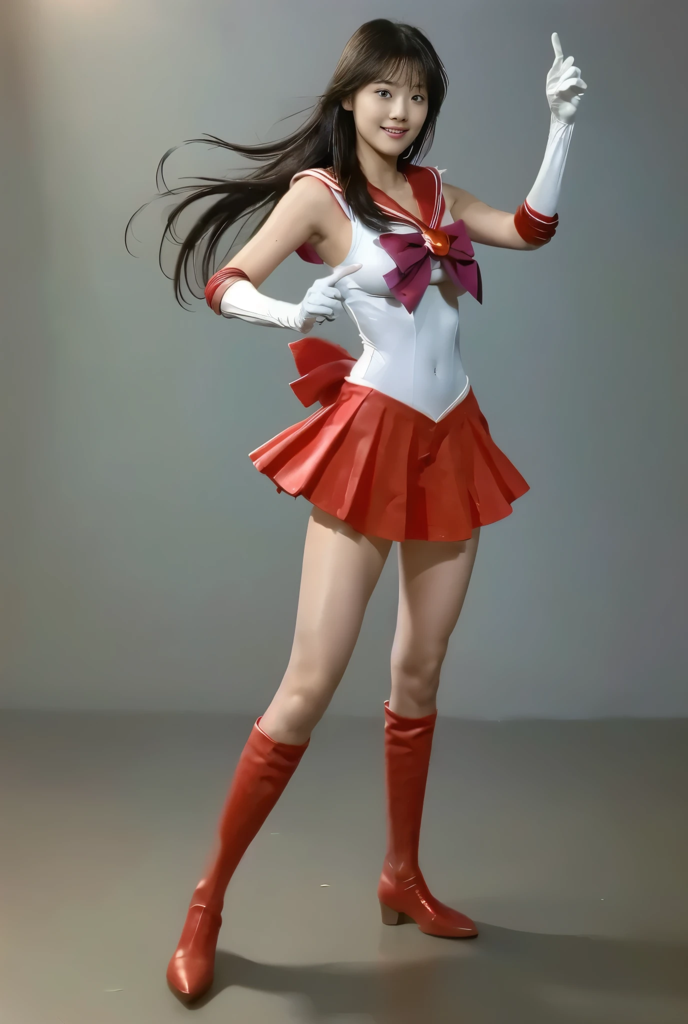 No background、(((Beautiful legs in tights.)))、((( Legally express the beauty of your smile)))、(((Wearing white gloves、Cover young people with gloves  )))、((((Make the most of your original images)))、(((Sailor Mars Costume)))、(((Short and beautiful hair)))、(((suffering)))、(((Please wear beige tights....、Please wear red boots)))、((Best Quality、8k))、((Best Quality、8k、masterpiece:1.3))、(((Save the background )))、Sharp focus:1.2、 beautiful woman with perfect figure :1.4、Slim Abs:1.2、Wet body:1.5、  extremely detailed face and skin textures、8k