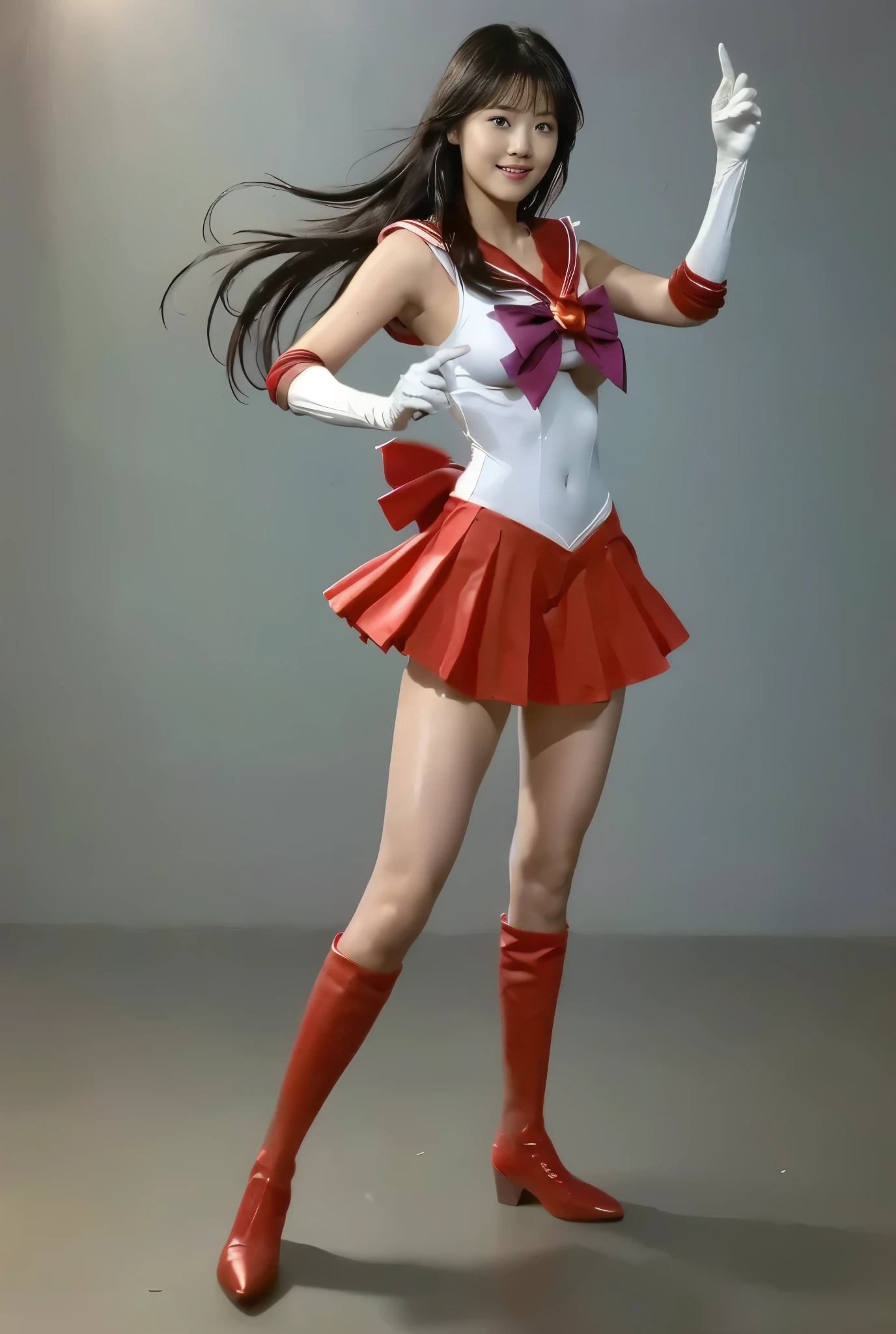 No background、(((Beautiful legs in tights.)))、((( Legally express the beauty of your smile)))、(((Wearing white gloves、Cover young people with gloves  )))、((((Make the most of your original images)))、(((Sailor Mars Costume)))、(((Short and beautiful hair)))、(((suffering)))、(((Please wear beige tights....、Please wear red boots)))、((Best Quality、8k))、((Best Quality、8k、masterpiece:1.3))、(((Save the background )))、Sharp focus:1.2、 beautiful woman with perfect figure:1.4、Slim Abs:1.2、Wet body:1.5、  extremely detailed face and skin textures、8k