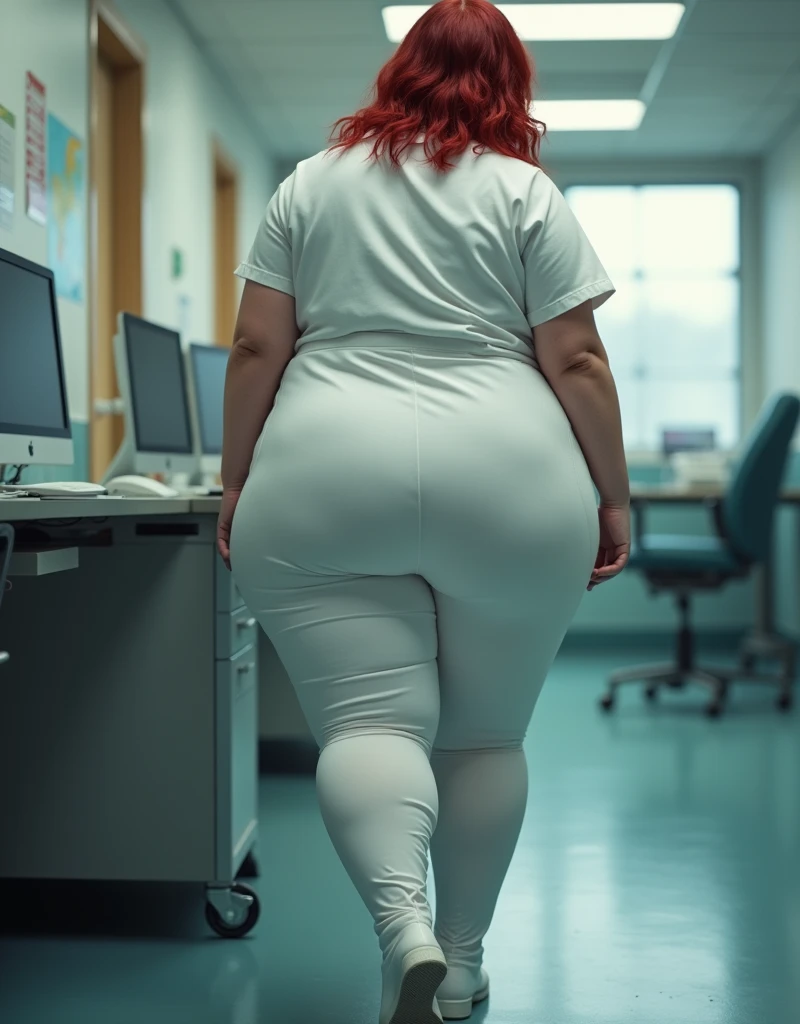 Fat nurse from behind showing her fat ass that shows through her pink panties full body