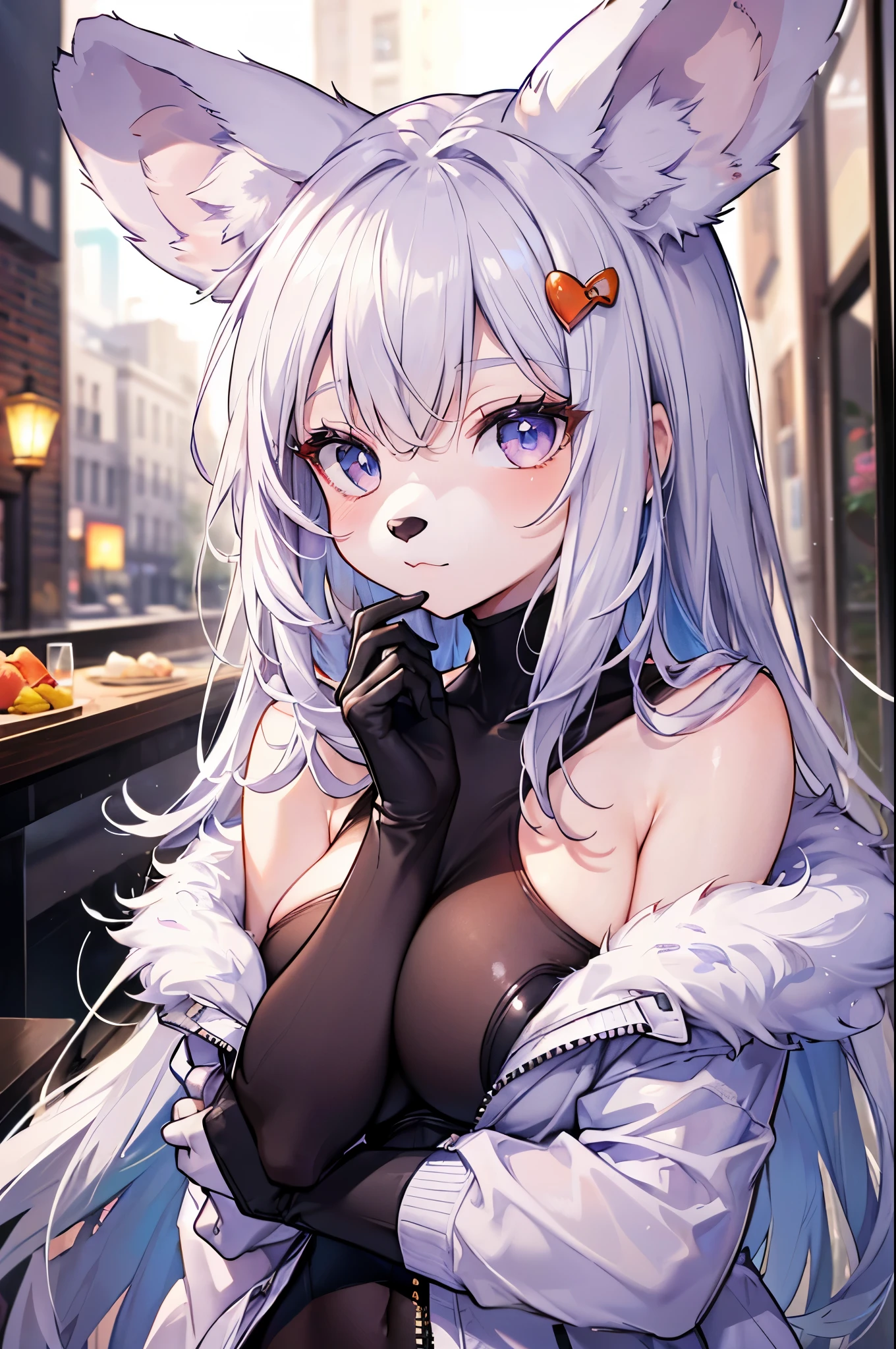 (dynamic angle)masterpiece, best quality, ultra detail, scenery, bar counter, depth of field((blurry background))volumetric lighting(highly detailed beautiful face and eyes)absurdres, perfect anatomy(angelic cute 1girl, kemono, bunny girl, bunny suit, large breasts, Polori, Lower breasts, Show off, Cleavage)(One breast visible, Milk protruding, Half-undressed, Bra flipping)(furry)(furry anthro:1.7)(Furry body, rabbit facial features, rabbit body features)(rabbit ear, very detailed body fur)Holding cocktail glass, emphasizes the Cleavage, smile, Embarrassing, erotic, looking at view, upper body(highly detailed beautiful face and eyes)(angelic cute 1girl, kemono, bunny girl, bunny suit, large breasts, Polori, Lower breasts, Show off, Cleavage)(furry anthro:1.7)(Furry body, rabbit facial features, rabbit body features)((rabbit ear, very detailed body fur)),