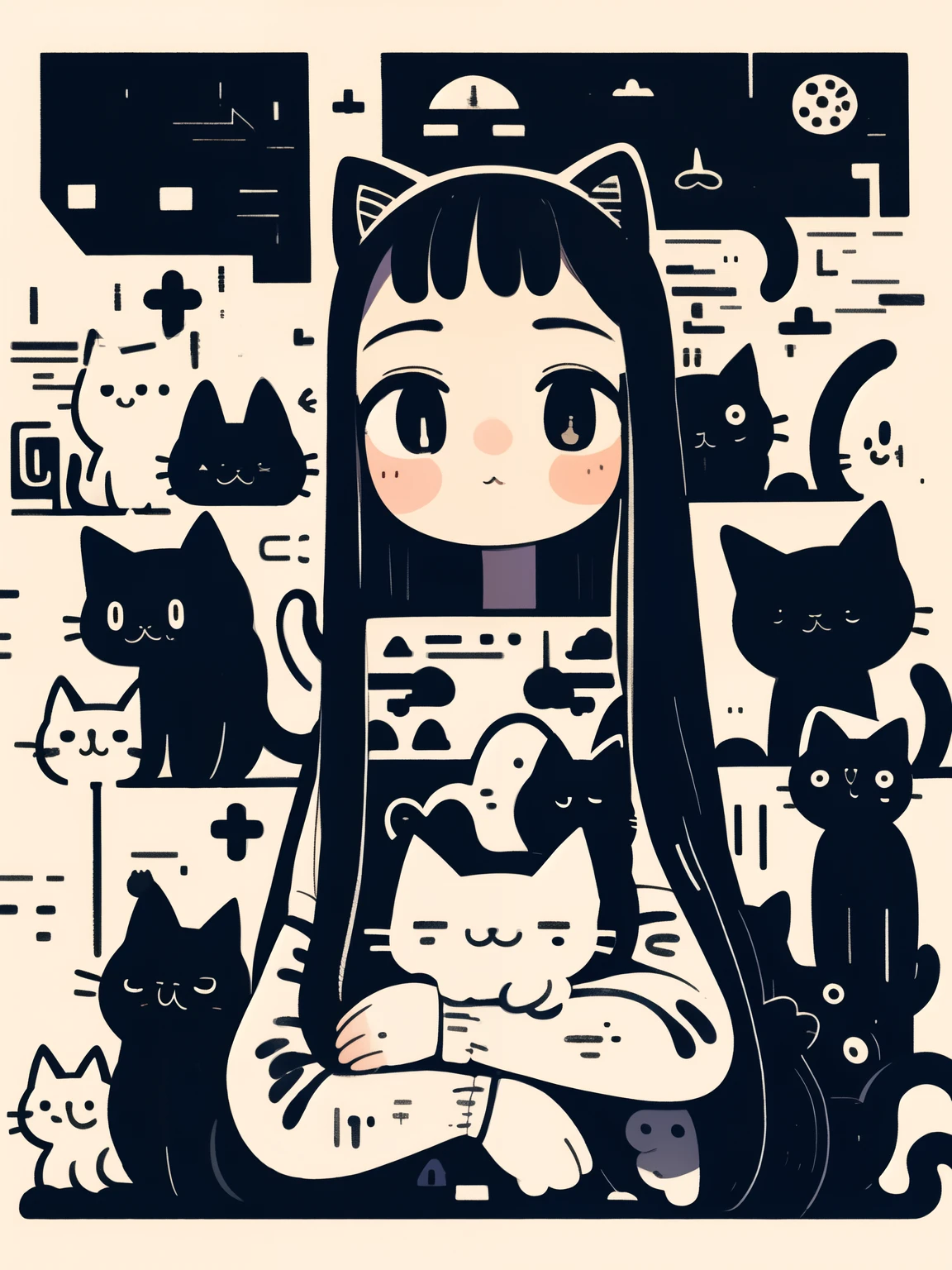 masterpiece,best quality,1girl,cat,long sleeves,