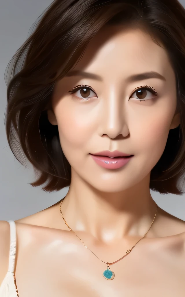 Nude Photos、(Mature Woman:1),、(48 years old),、Lip gloss, (smile:1),clavicle, ((Looking at the audience)), (short hair ), (The whole body is visible) , Slender figure , With eyes wide open , Perfect round eyes , Fine texture , (Photorealistic:1.3),(RAW Photos）, 8K, Very detailed, Highest quality, 