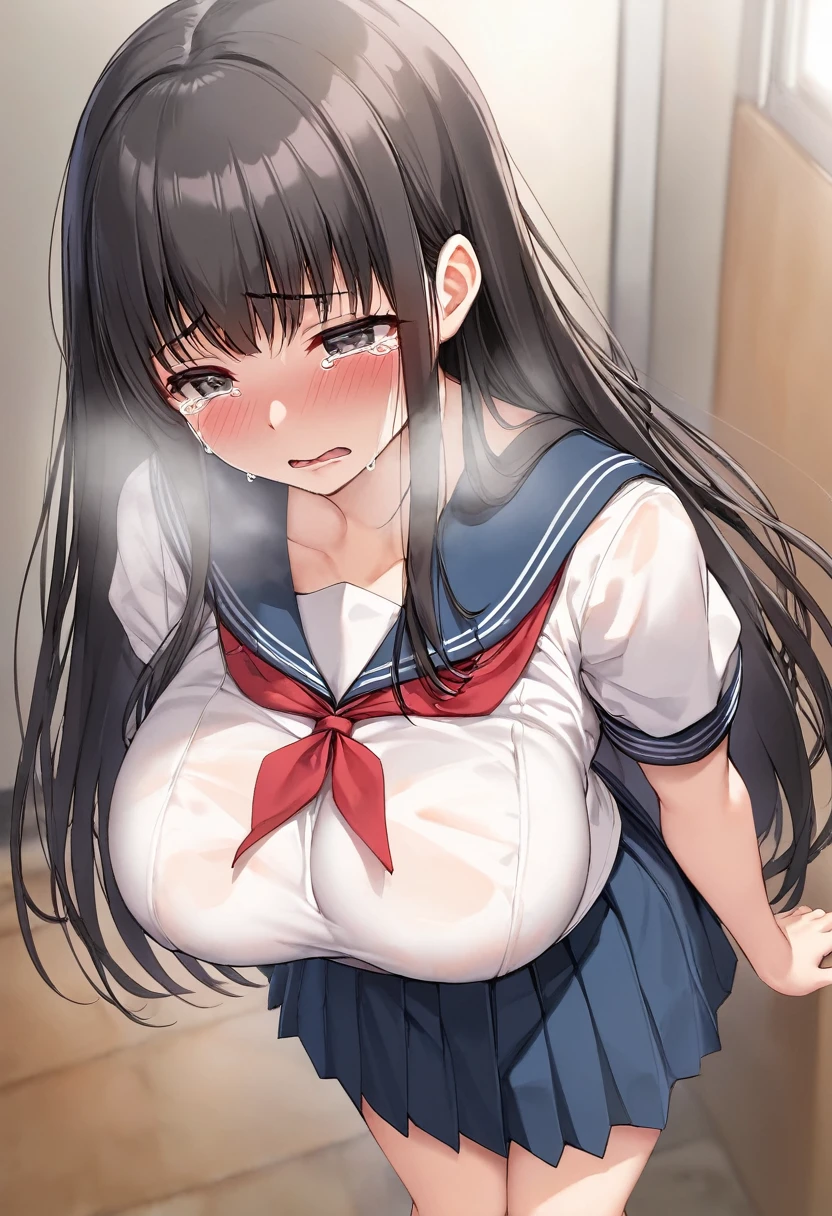 Gigantic Sagging breasts,cute,アニメ,pov,focus breasts,cum facial,bukkake,excessive cum,ヘソ,on back,bed,straight hair,blunt bangs,dark blue hair,skinny,closed eyes,turime,cum on pussy,seifuku