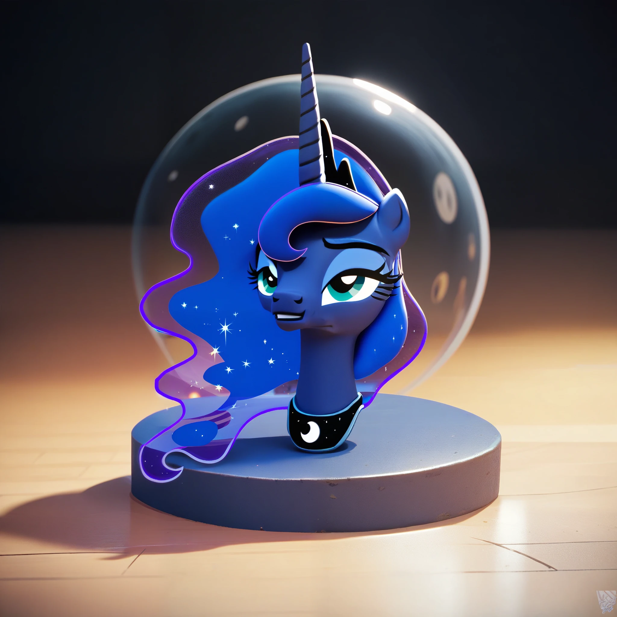 score_9, score_8_up, score_7_up, score_6_up, score_5_up, score_4_up, Princess Luna, disembodied head cosmic, show accurate in the floor flirting at the castle 