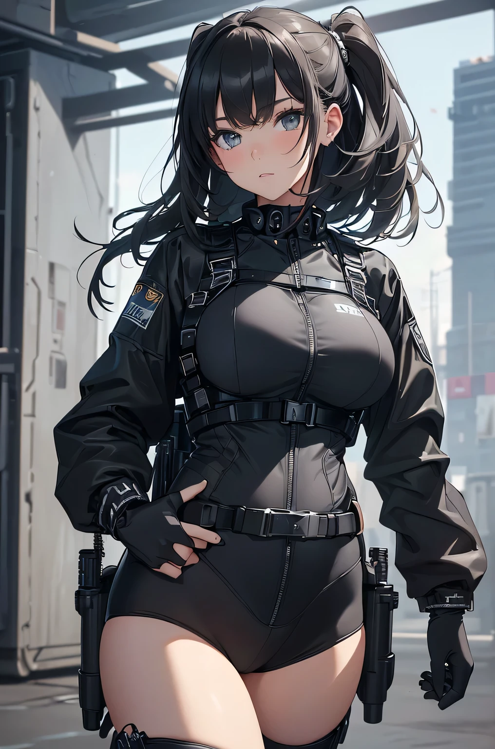 (((masterpiece))),(((High resolution)))、(((8K)))、(((perfect face)))、(((woman modern soldier having modern weapon))), look at the camera, thighs, ((top quality eyes)), ((detailed eyes)), ((detailed face)), (detailed texture)