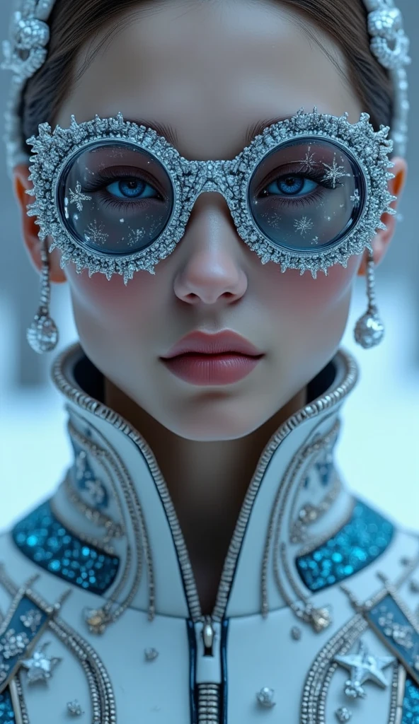 (The model is wearing glass sunglasses with stars and the moon on the glass